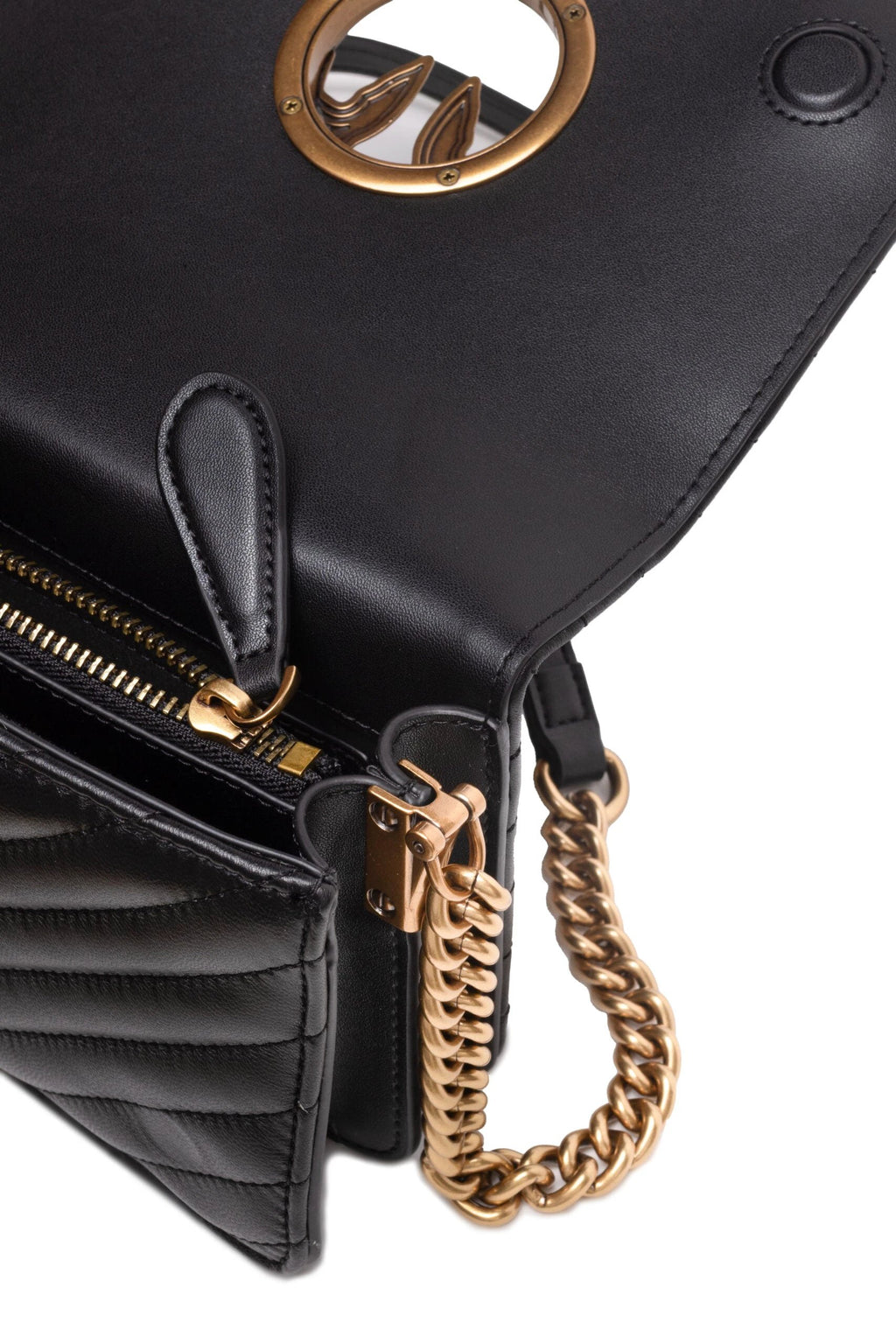 PINKO Black Leather Love Click Mini Shoulder Bag by PINKO