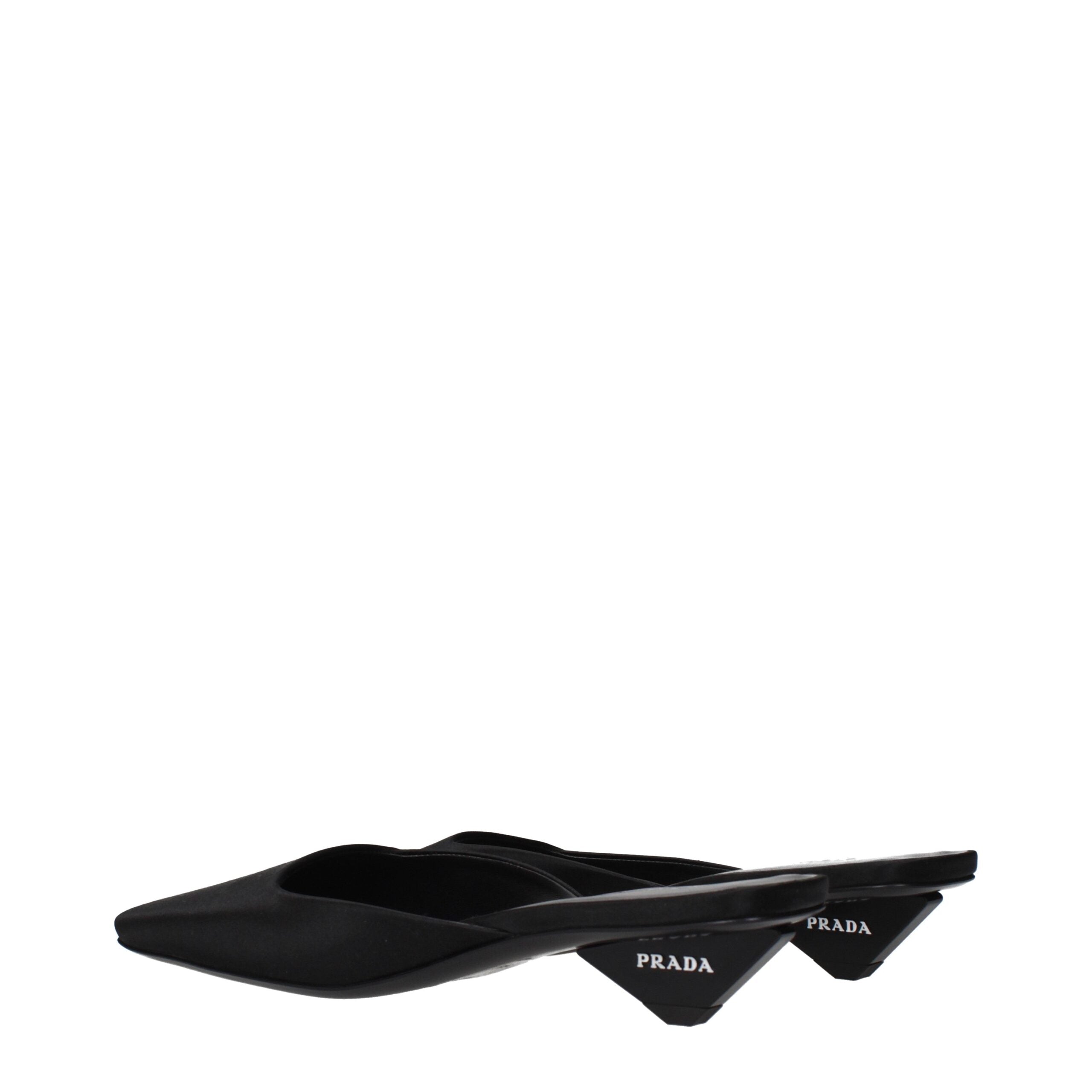 Sandales plates Prada en satin noir