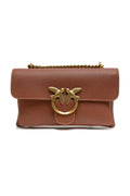 PINKO Brown Leather Love Boucle Riga Shoulder Bag by PINKO