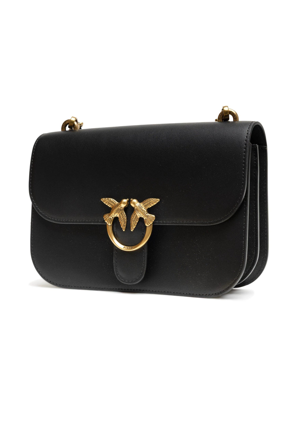 PINKO Black Leather Love Bell Classic Shoulder Bag by PINKO