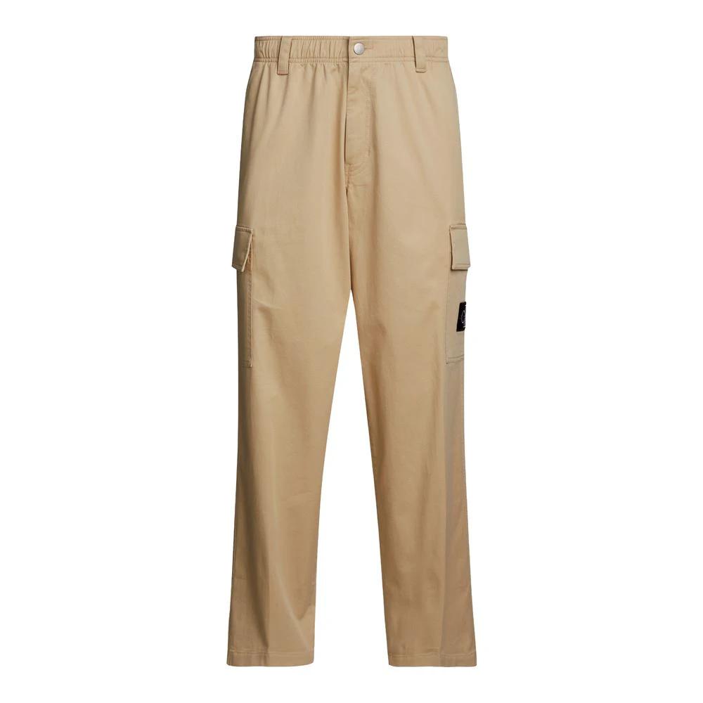 Calvin Klein Jeans Beige Recycled Cotton Cargo Pants by Calvin Klein Jeans