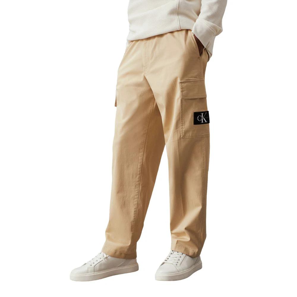 Calvin Klein Jeans Beige Recycled Cotton Cargo Pants by Calvin Klein Jeans