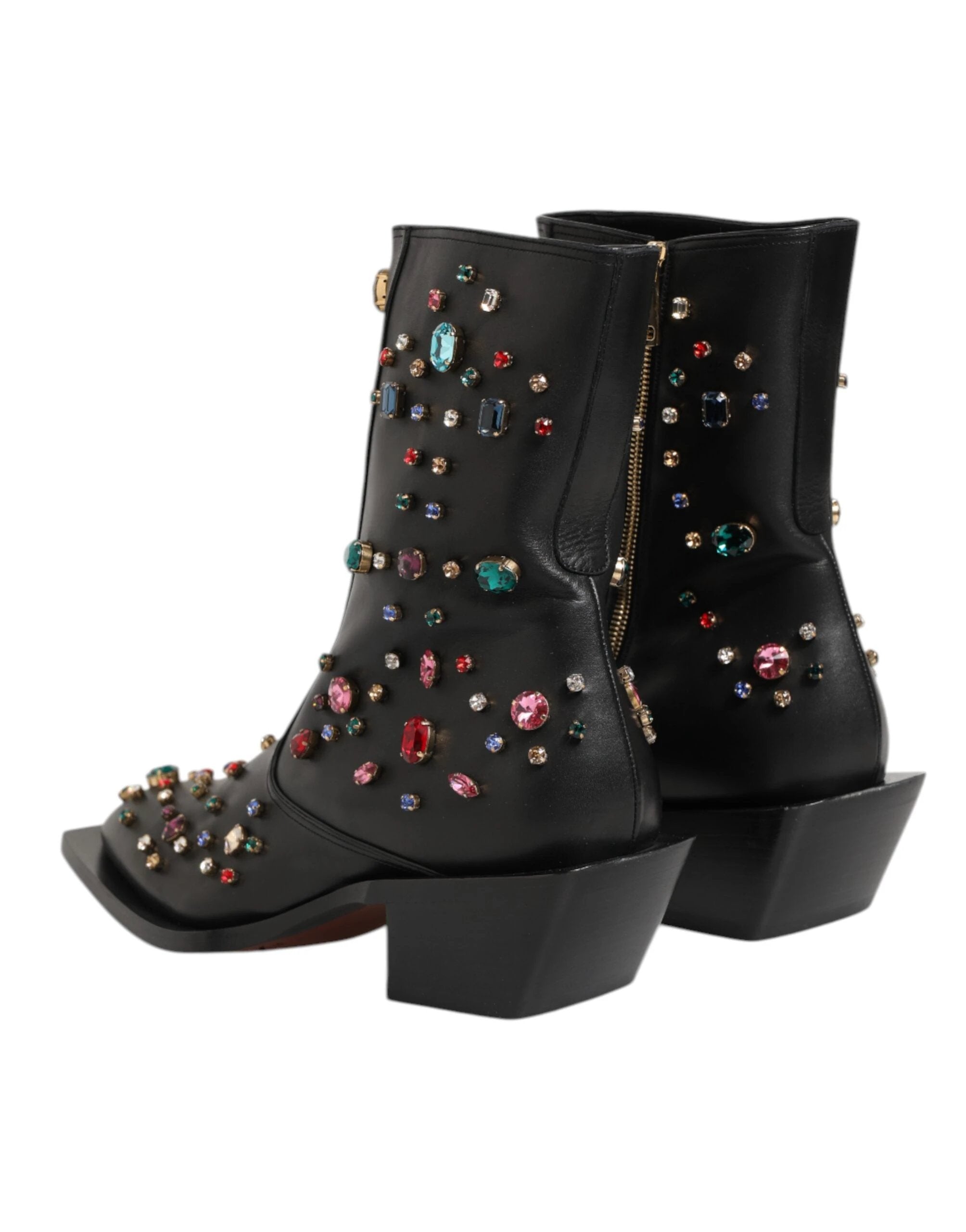 Dolce & Gabbana Black Crystal Embellished Men Short Boots Shoes by Dolce & Gabbana