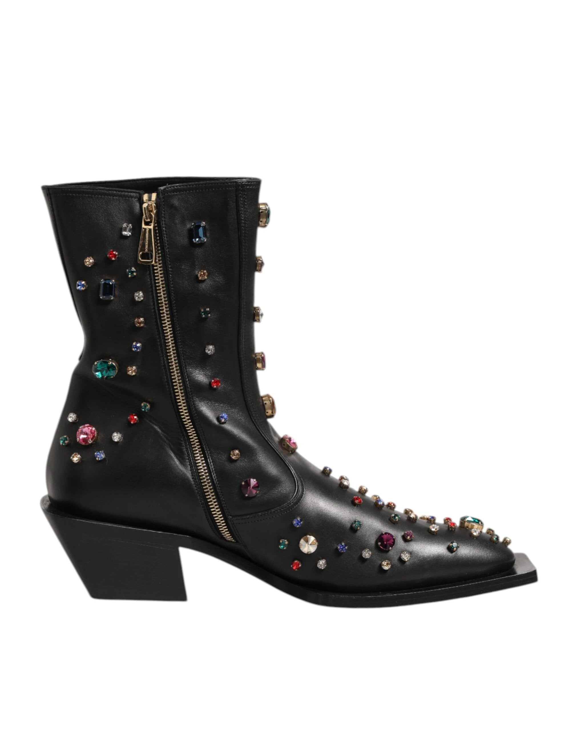 Dolce & Gabbana Black Crystal Embellished Men Short Boots Shoes by Dolce & Gabbana