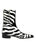 Bottes mi-mollet Dolce &amp; Gabbana en cuir zébré noir et blanc