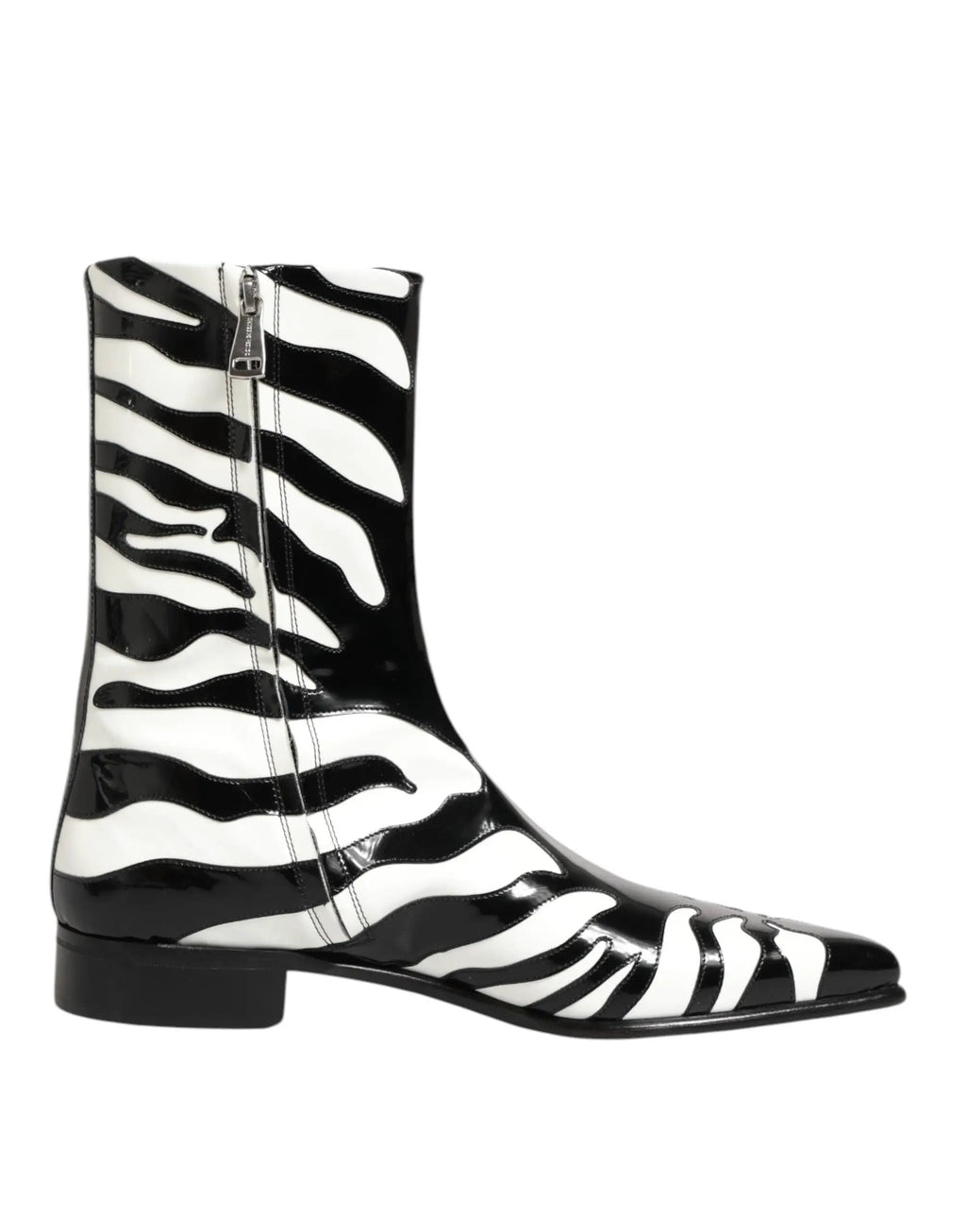 Bottes mi-mollet Dolce &amp; Gabbana en cuir zébré noir et blanc