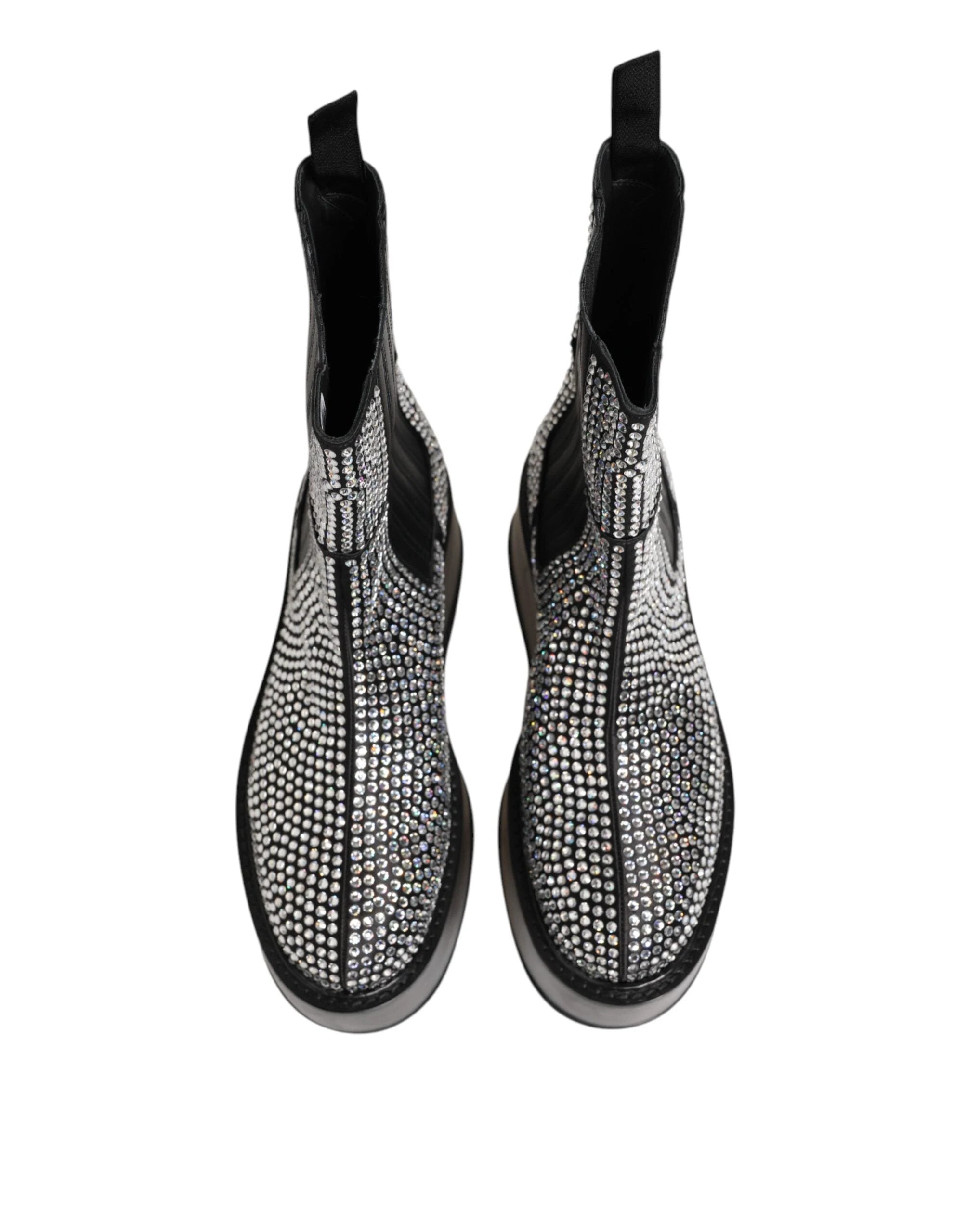 Dolce & Gabbana Black Crystal Strass Mid Calf Short Boots Shoes by Dolce & Gabbana