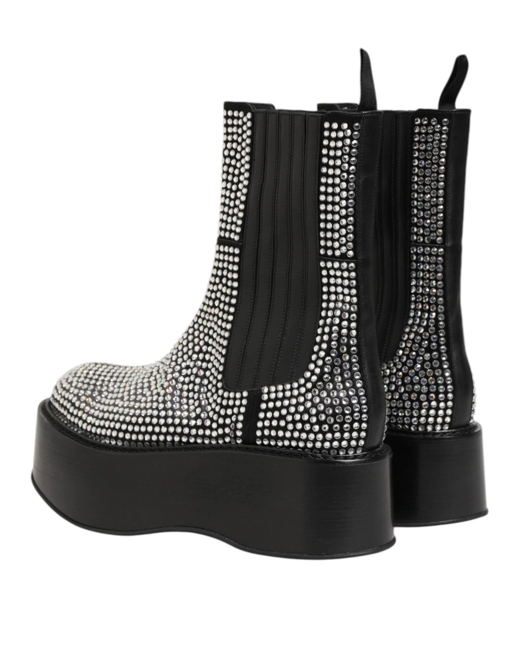 Dolce & Gabbana Black Crystal Strass Mid Calf Short Boots Shoes by Dolce & Gabbana