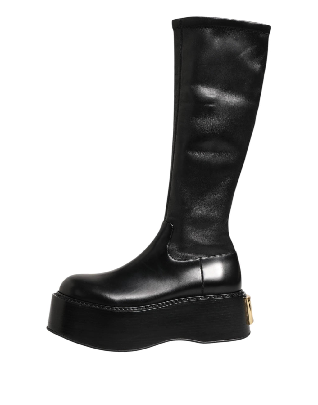 Dolce & Gabbana Black Logo Plaque Over The Calf Boots Shoes by Dolce & Gabbana