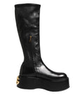 Dolce & Gabbana Black Logo Plaque Over The Calf Boots Shoes by Dolce & Gabbana