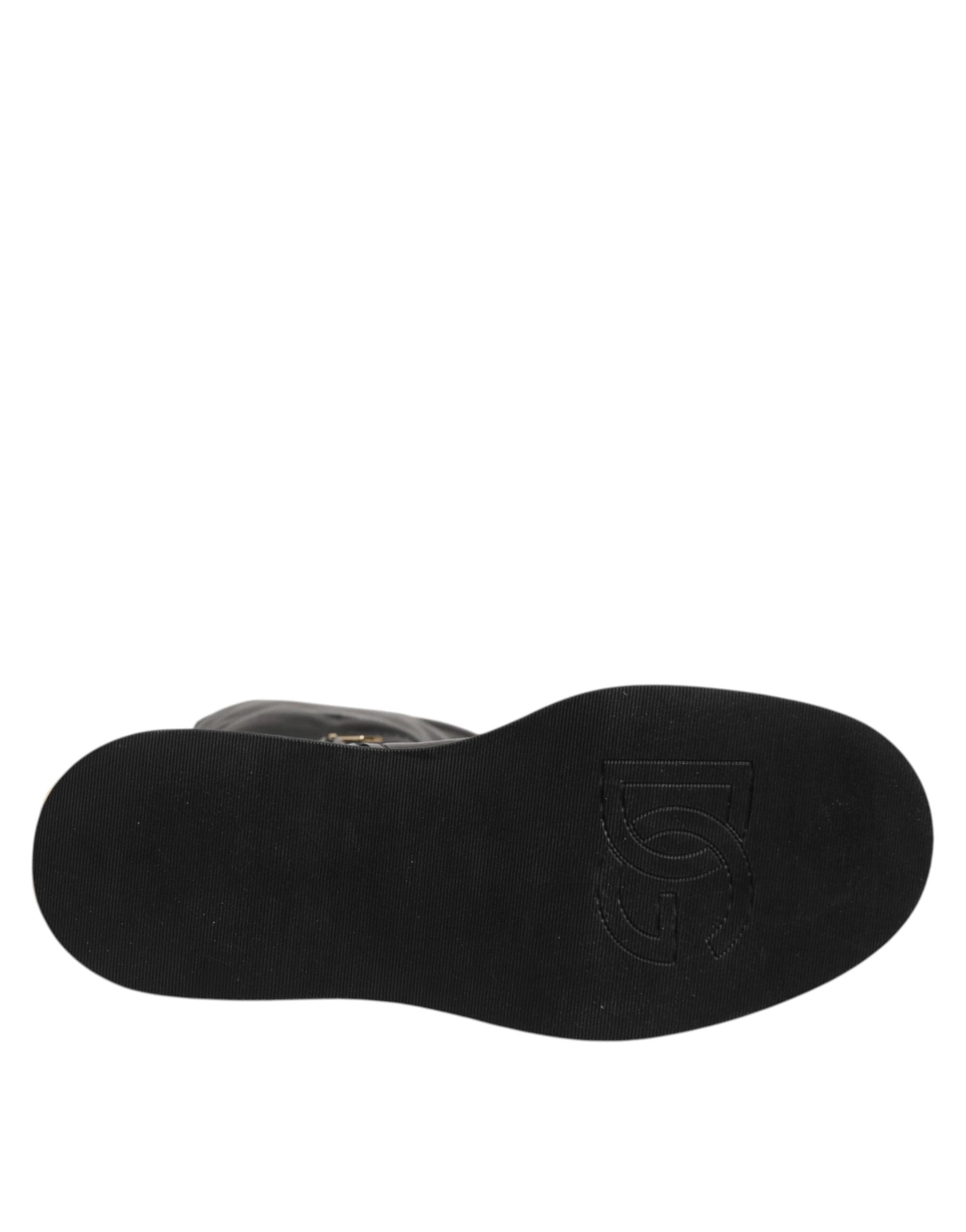 Dolce & Gabbana Black Logo Plaque Over The Calf Boots Shoes by Dolce & Gabbana