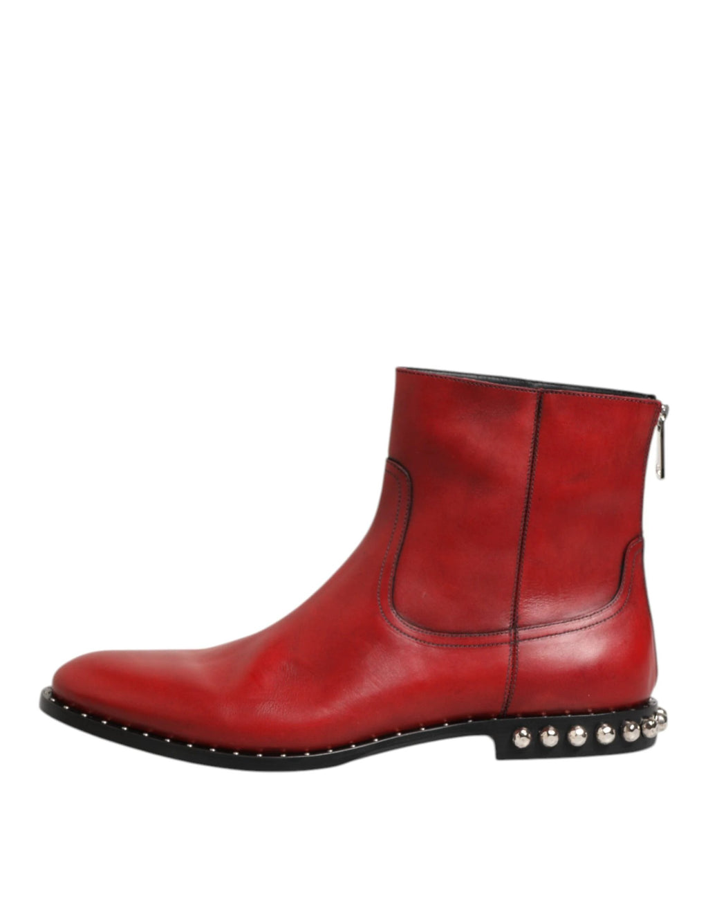 Dolce & Gabbana Red Studded Chelsea Short Ankle Boots Shoes by Dolce & Gabbana