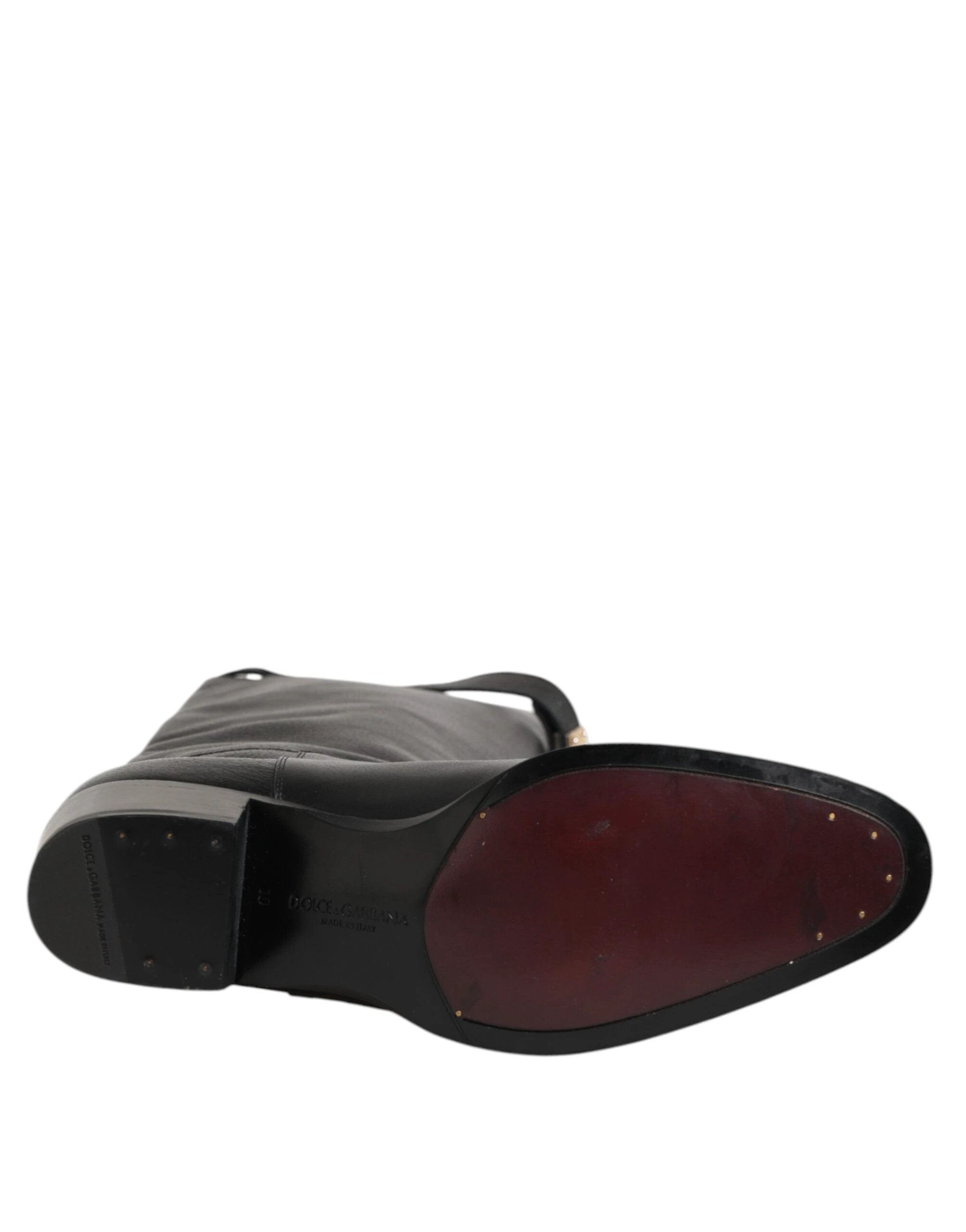 Dolce & Gabbana Black Logo Plaque Over The Calf Boots Shoes by Dolce & Gabbana