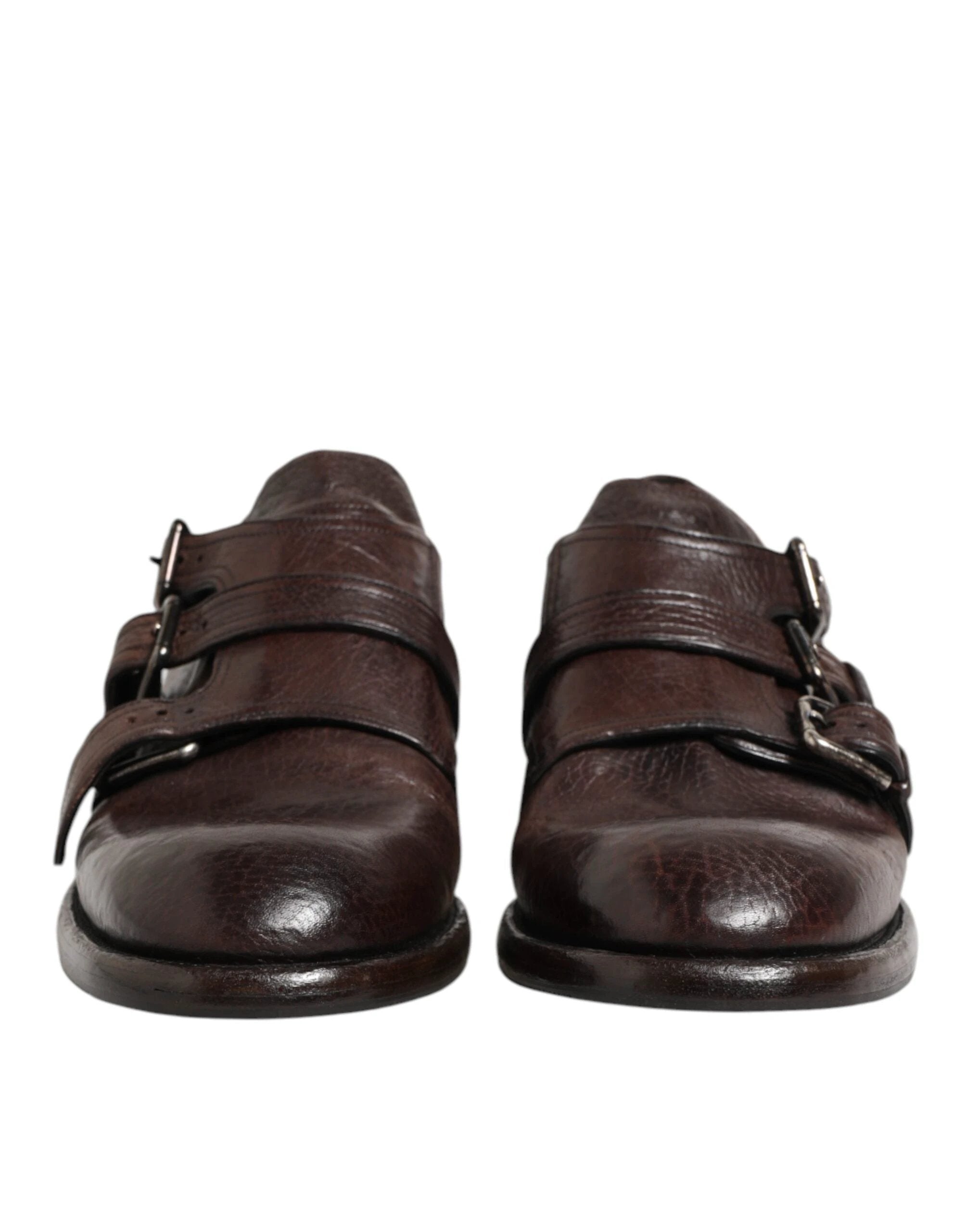 Dolce & Gabbana Brown Leather Monk Strap Formal Derby Shoes by Dolce & Gabbana