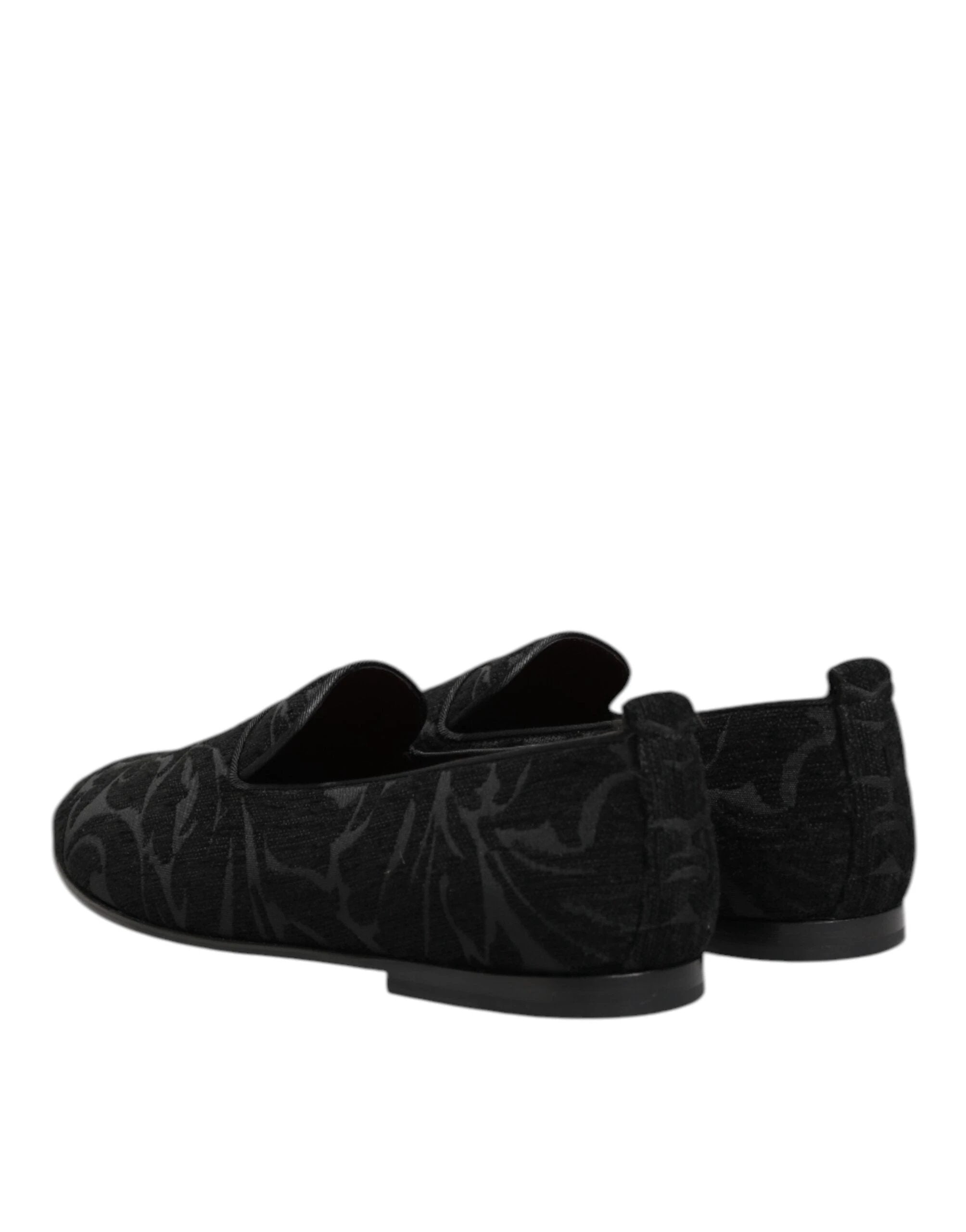 Dolce & Gabbana Black Brocade Loafers Slip On Men Dress Shoes by Dolce & Gabbana