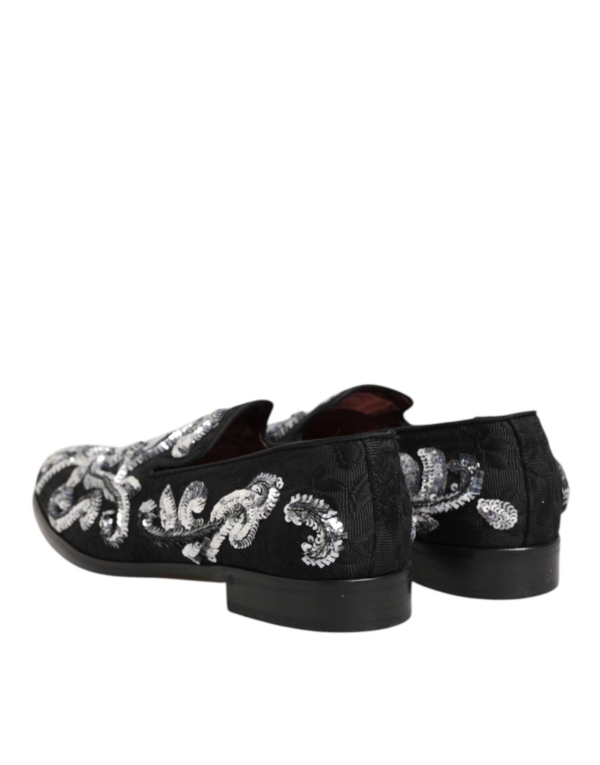 Dolce & Gabbana Black Silver Sequined Loafers Men Dress Shoes by Dolce & Gabbana