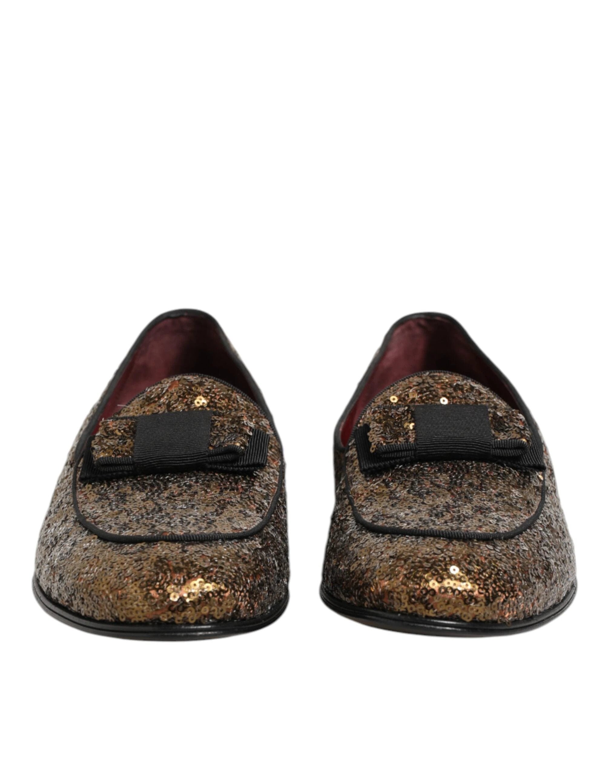 Dolce & Gabbana Gold Sequined Slip On Loafers Men Dress Shoes by Dolce & Gabbana
