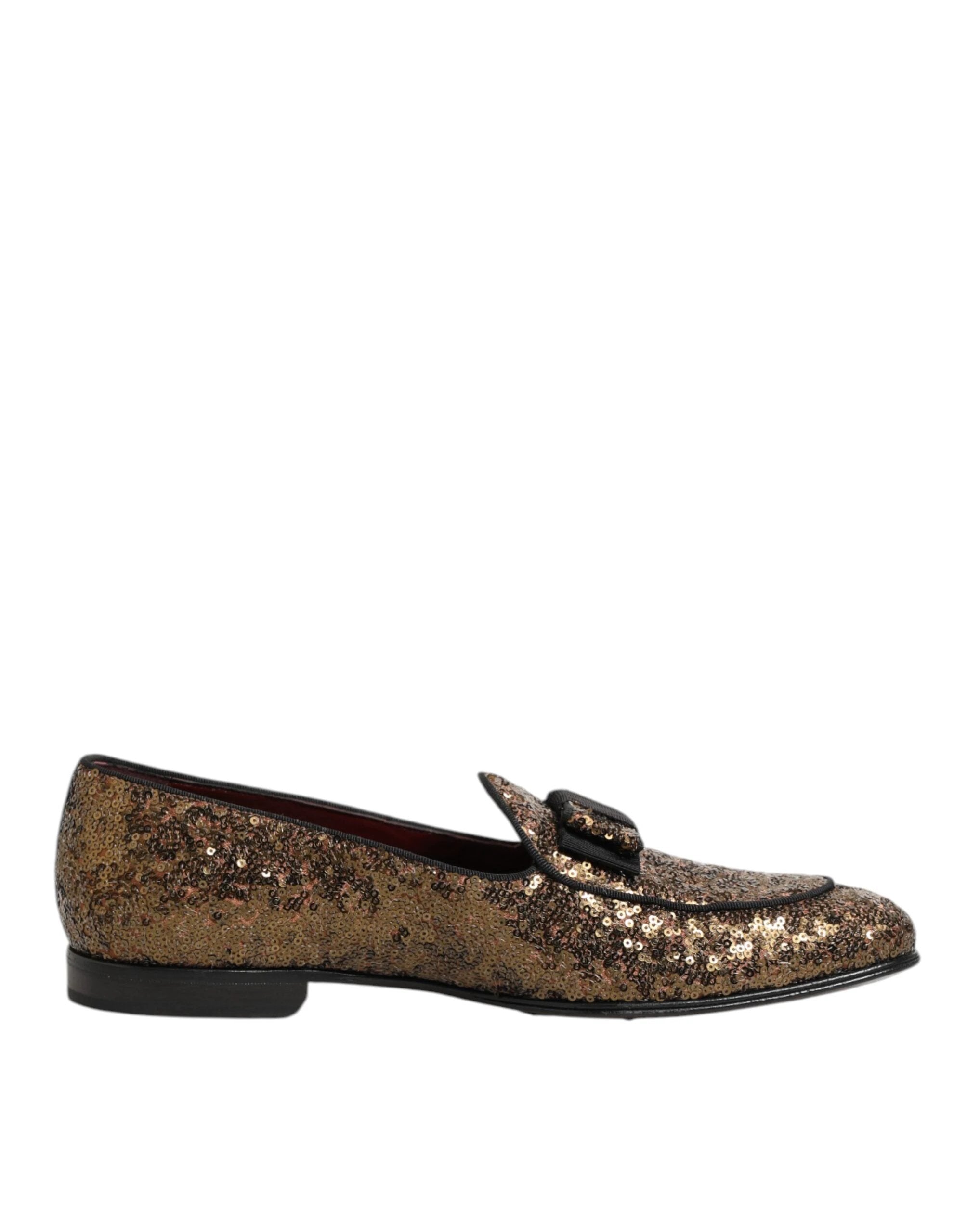 Dolce & Gabbana Gold Sequined Slip On Loafers Men Dress Shoes by Dolce & Gabbana