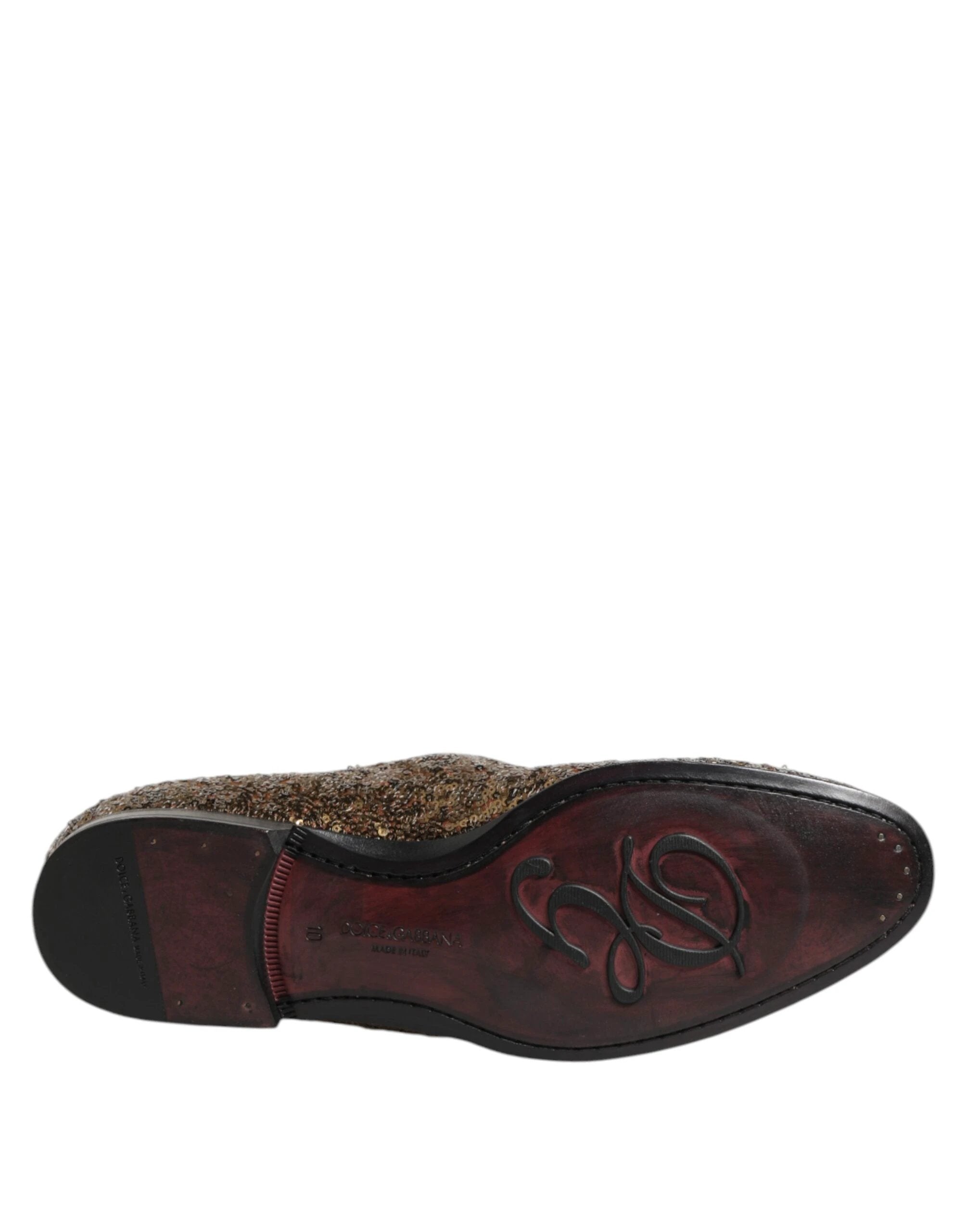 Dolce & Gabbana Gold Sequined Slip On Loafers Men Dress Shoes by Dolce & Gabbana