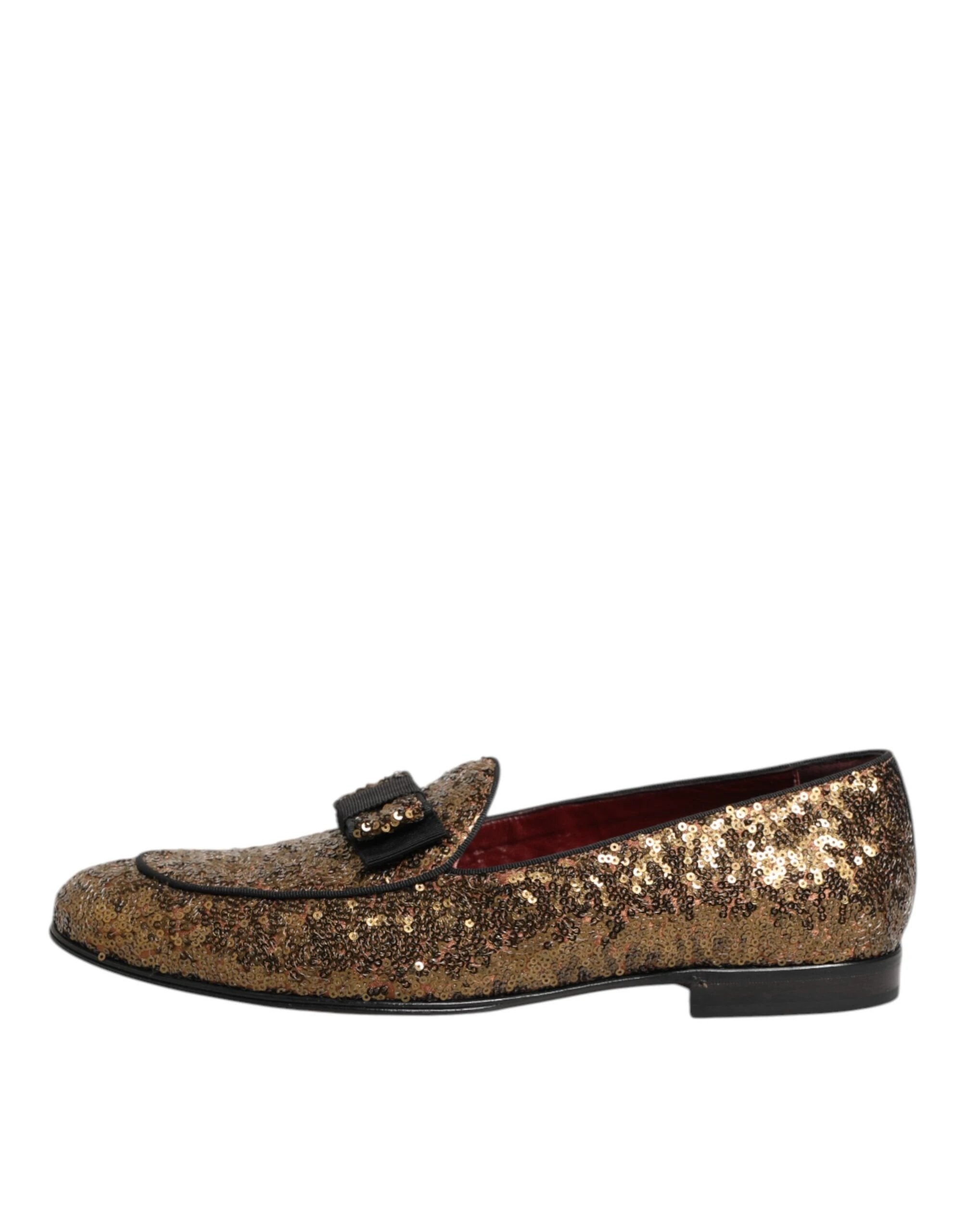 Dolce & Gabbana Gold Sequined Slip On Loafers Men Dress Shoes by Dolce & Gabbana