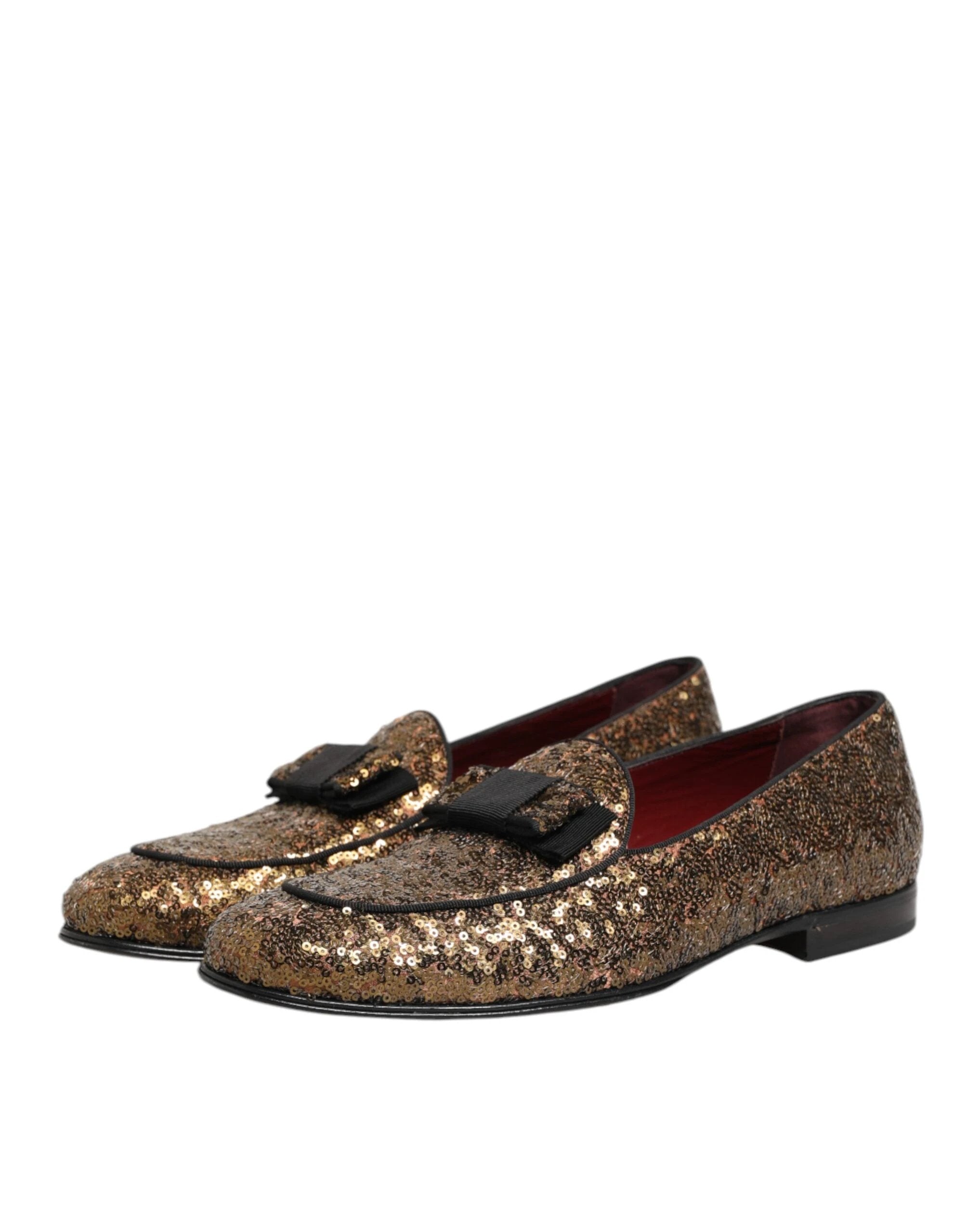 Dolce & Gabbana Gold Sequined Slip On Loafers Men Dress Shoes by Dolce & Gabbana