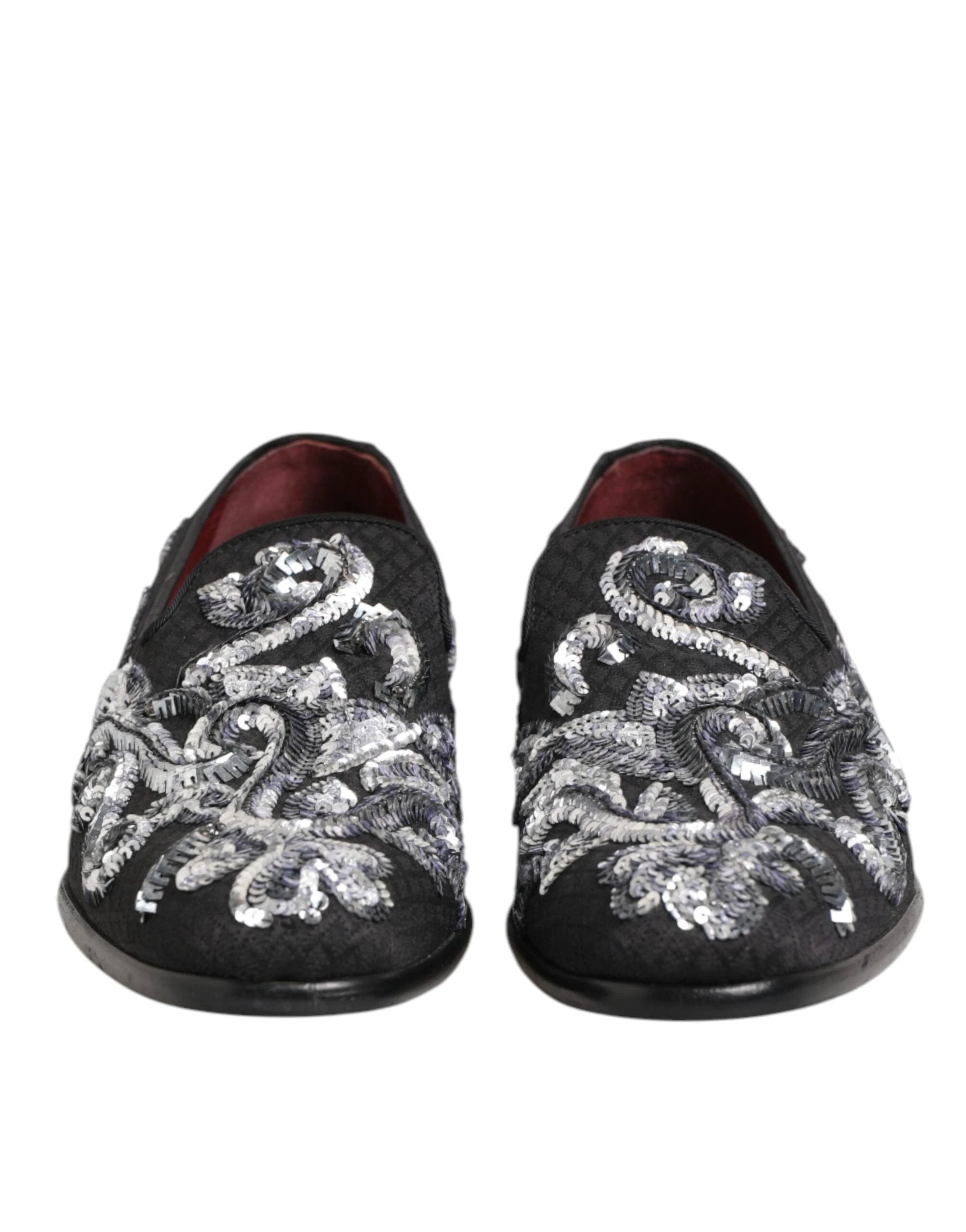 Dolce & Gabbana Black Silver Sequined Loafers Men Dress Shoes by Dolce & Gabbana