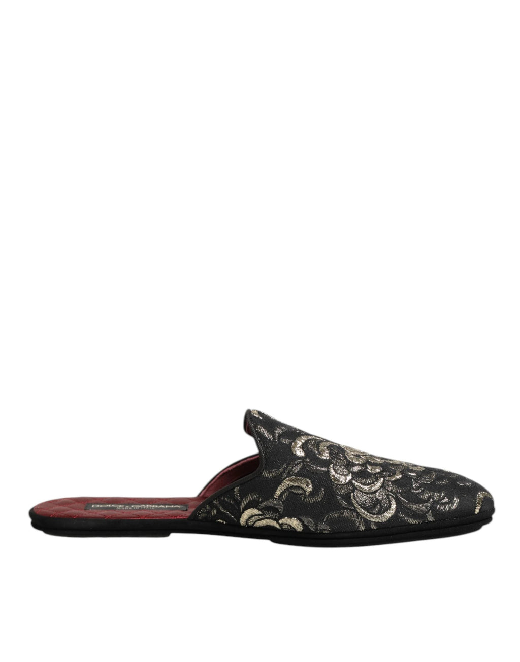 Dolce & Gabbana Black Floral Jacquard Slides Slippers Shoes by Dolce & Gabbana