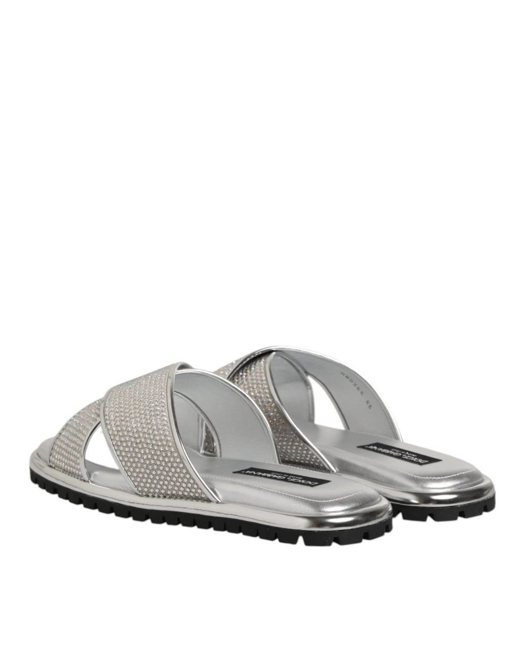 Dolce & Gabbana Silver Strass Slides Flats Slippers Shoes by Dolce & Gabbana
