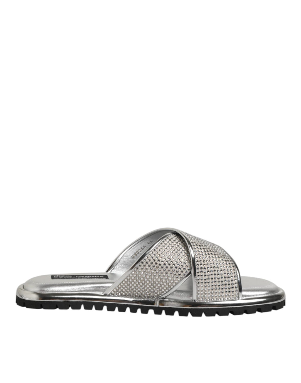 Dolce & Gabbana Silver Strass Slides Flats Slippers Shoes by Dolce & Gabbana