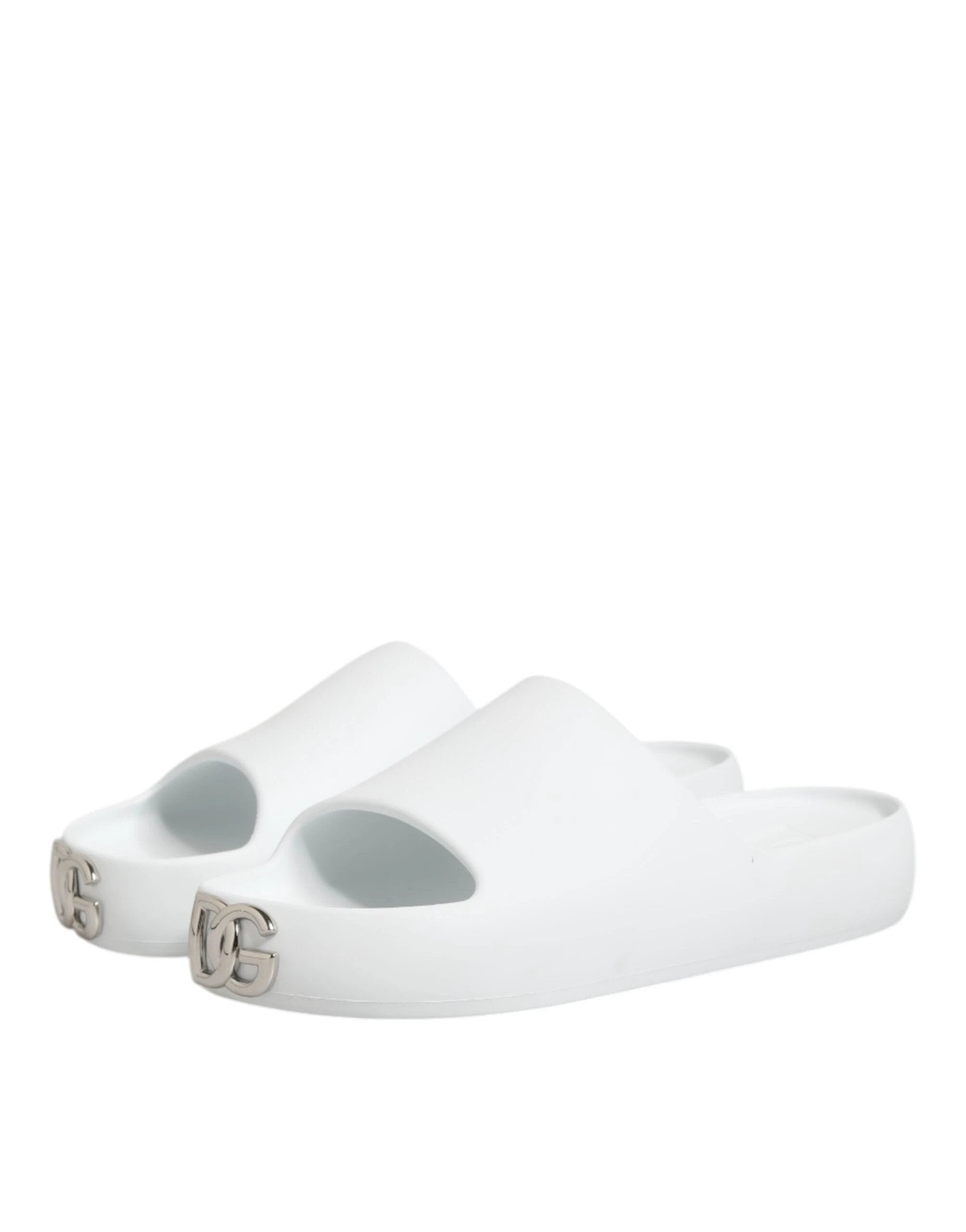 Sandales Dolce &amp; Gabbana blanches à logo, chaussures de plage pour hommes