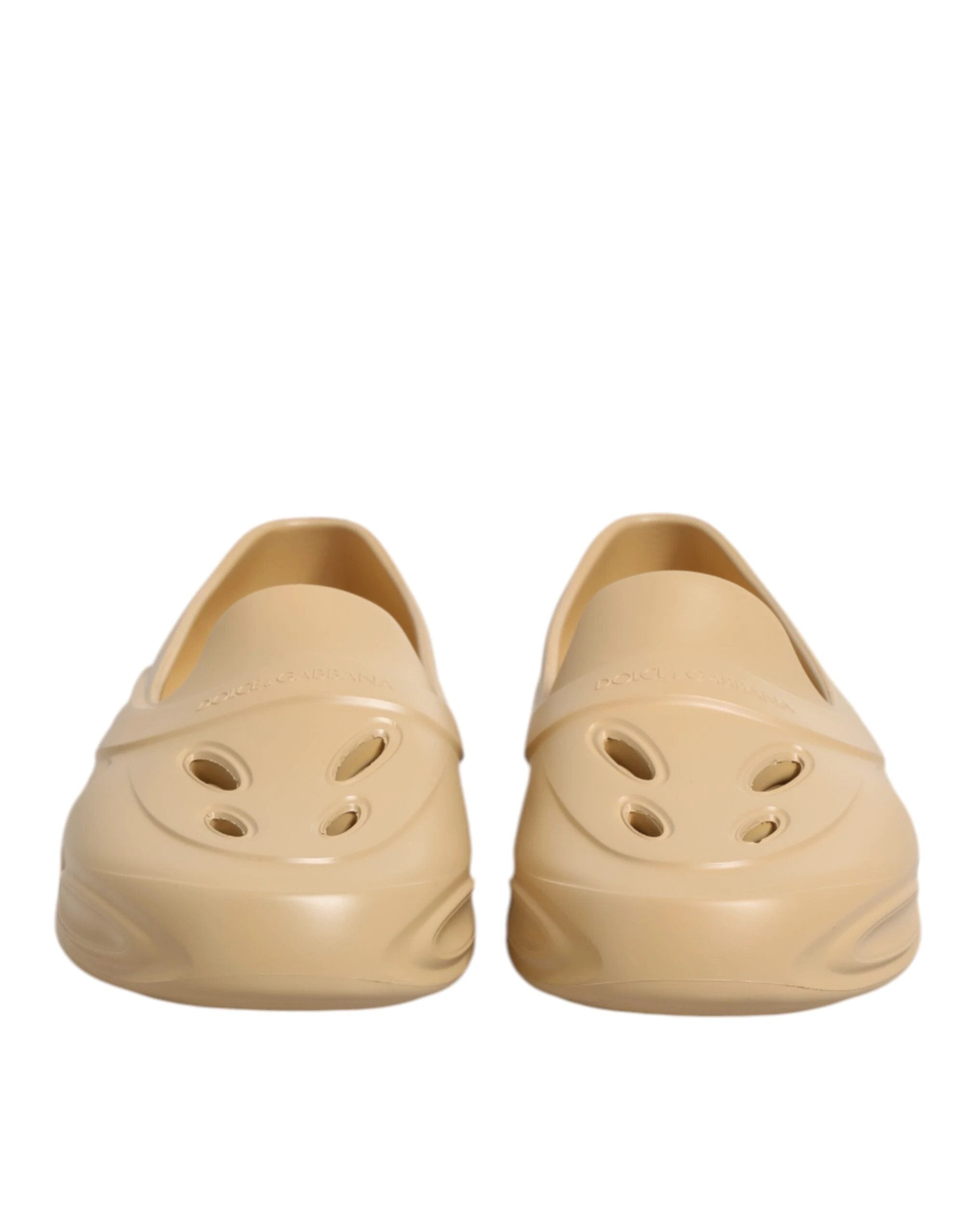 Dolce & Gabbana Beige Rubber Slides Low Top Sneakers Shoes by Dolce & Gabbana
