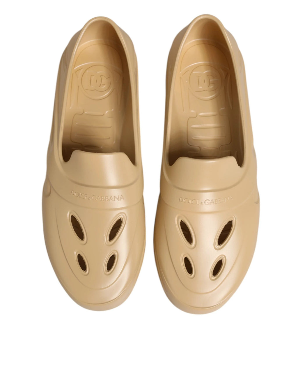 Dolce & Gabbana Beige Rubber Slides Low Top Sneakers Shoes by Dolce & Gabbana