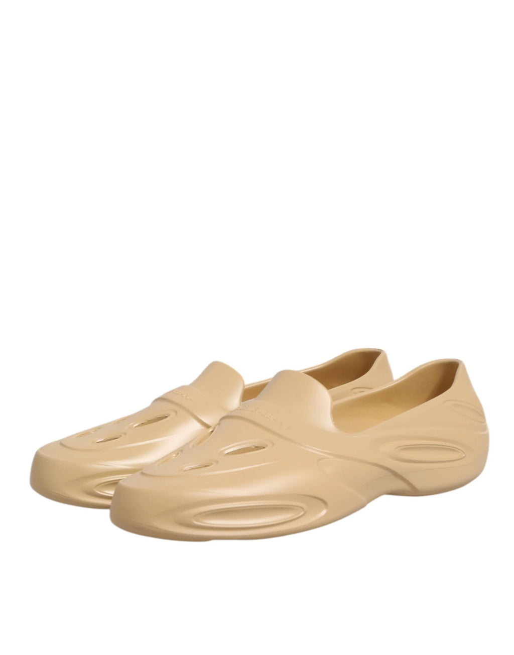 Dolce & Gabbana Beige Rubber Slides Low Top Sneakers Shoes by Dolce & Gabbana