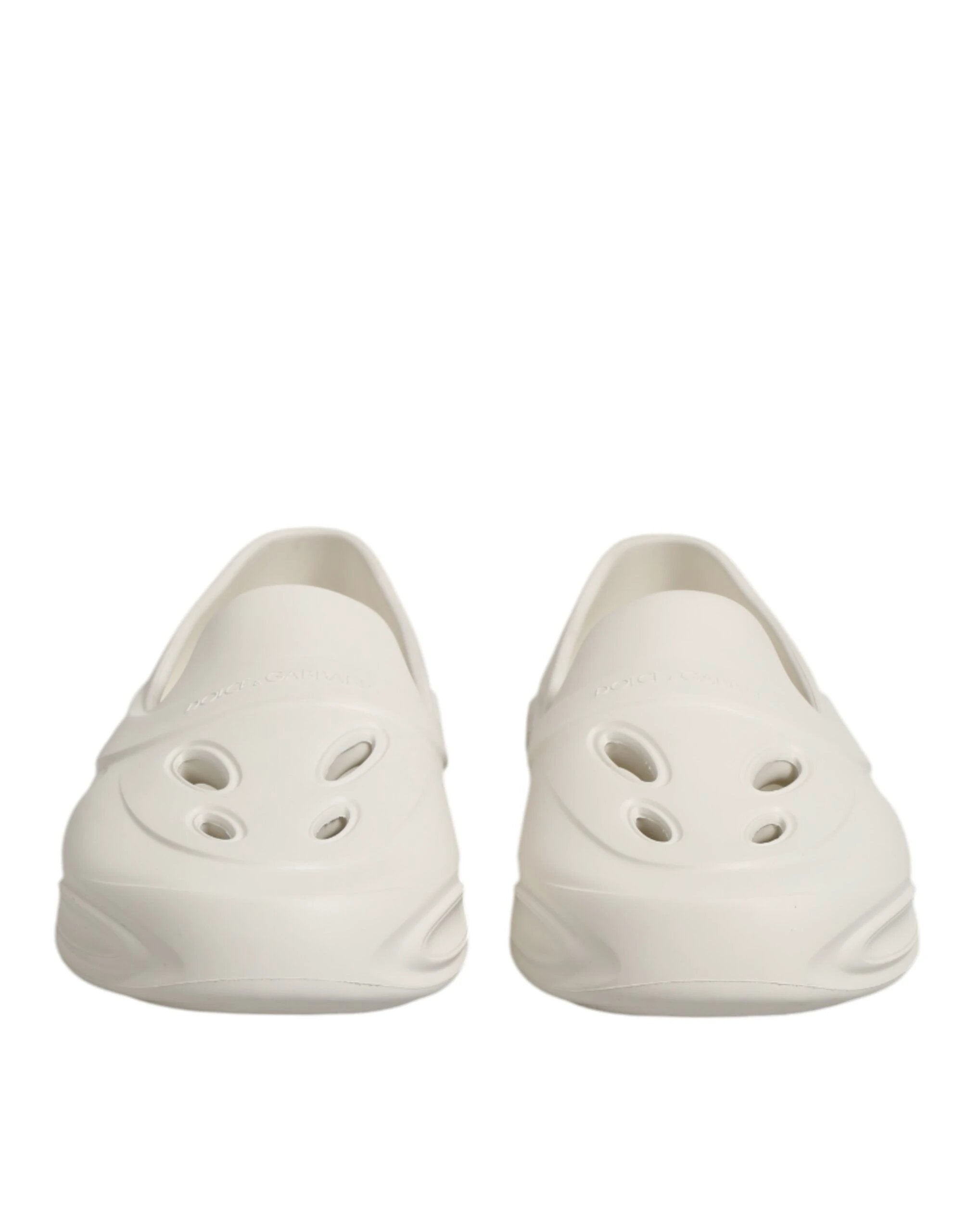 Dolce & Gabbana White Rubber Slides Low Top Sneakers Shoes by Dolce & Gabbana