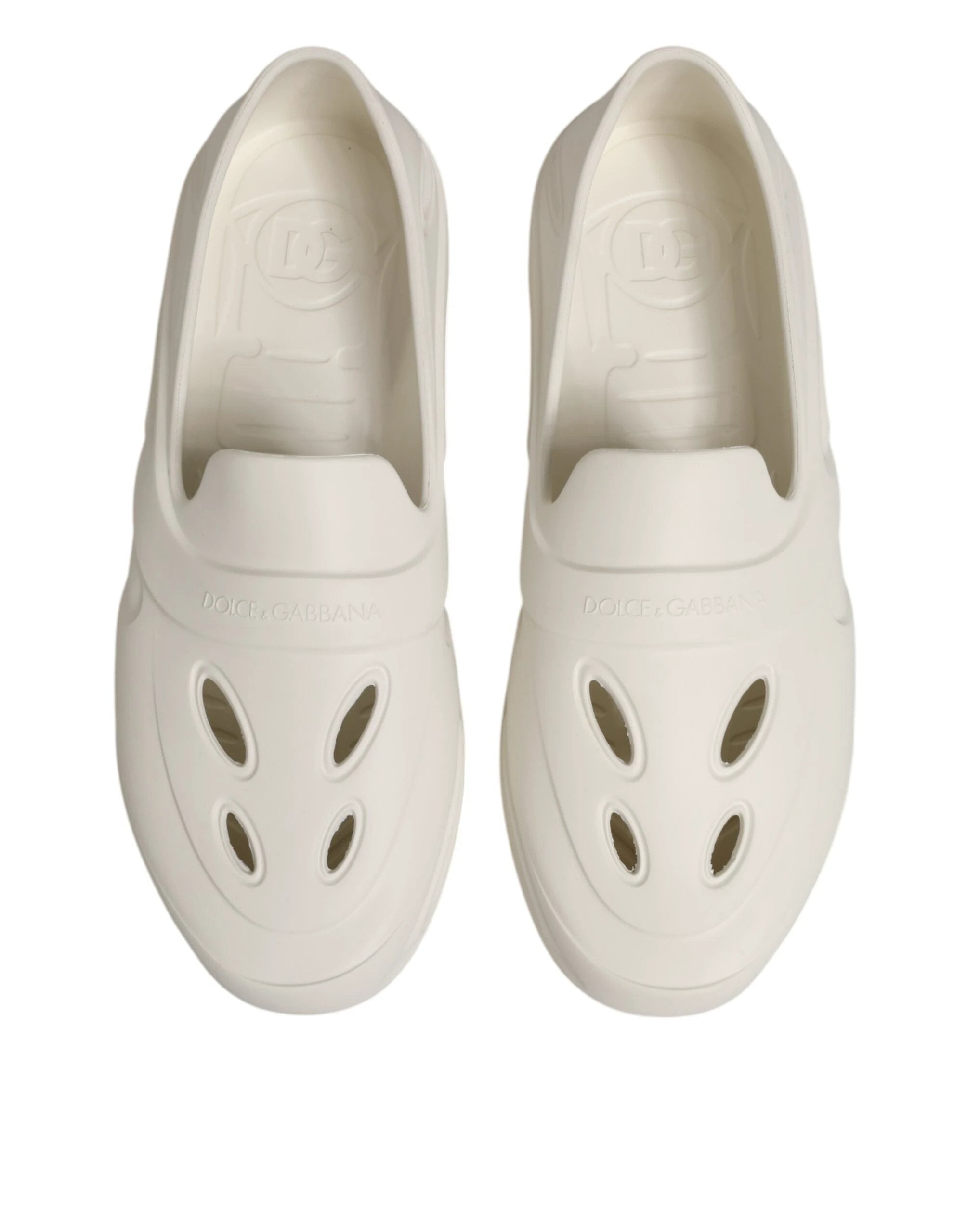 Dolce & Gabbana White Rubber Slides Low Top Sneakers Shoes by Dolce & Gabbana