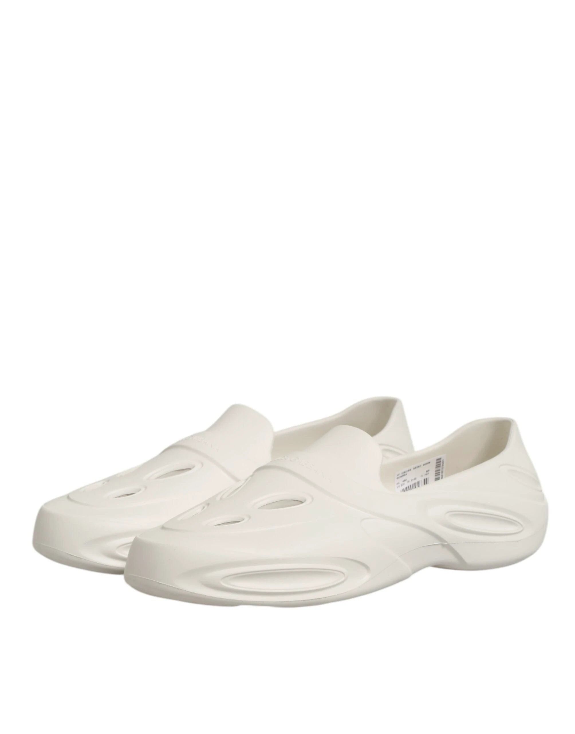 Dolce & Gabbana White Rubber Slides Low Top Sneakers Shoes by Dolce & Gabbana