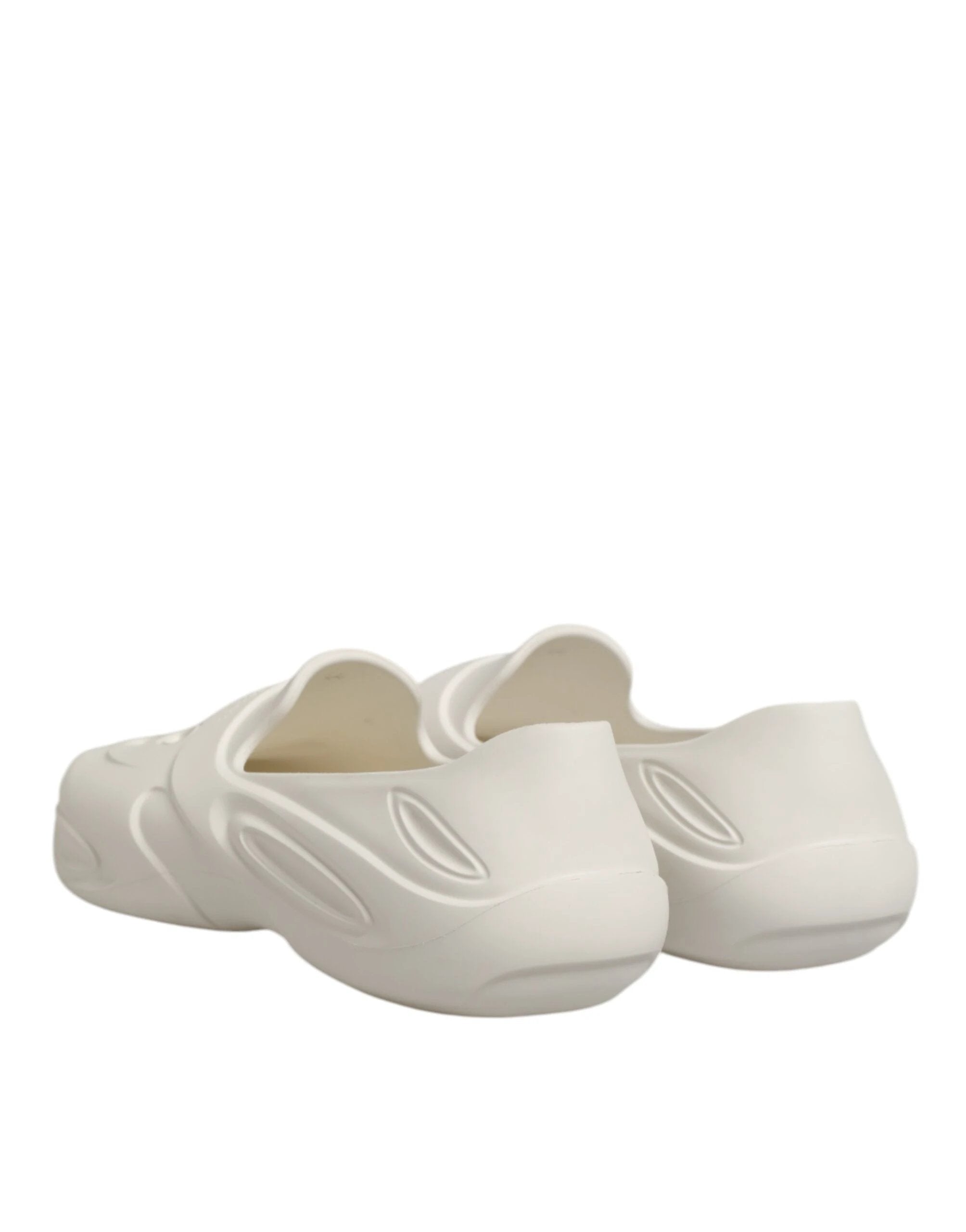 Dolce & Gabbana White Rubber Slides Low Top Sneakers Shoes by Dolce & Gabbana