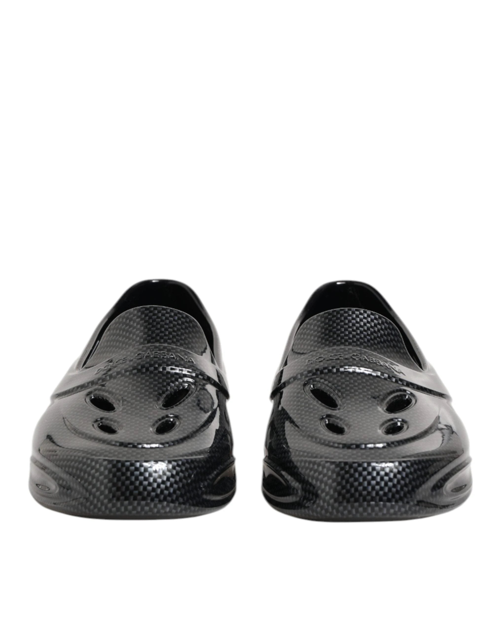 Dolce & Gabbana Black Rubber Slides Low Top Sneakers Shoes by Dolce & Gabbana