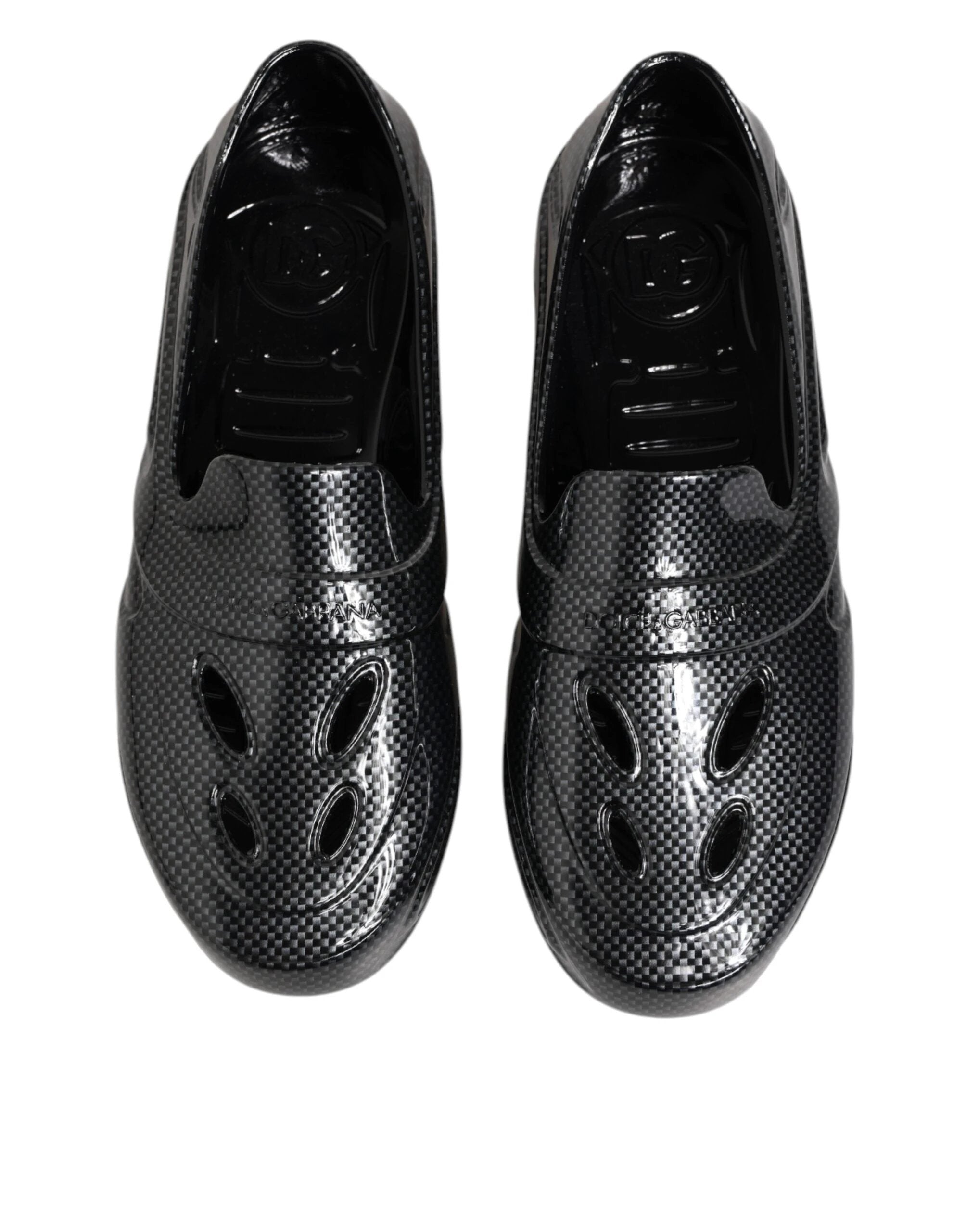 Dolce & Gabbana Black Rubber Slides Low Top Sneakers Shoes by Dolce & Gabbana