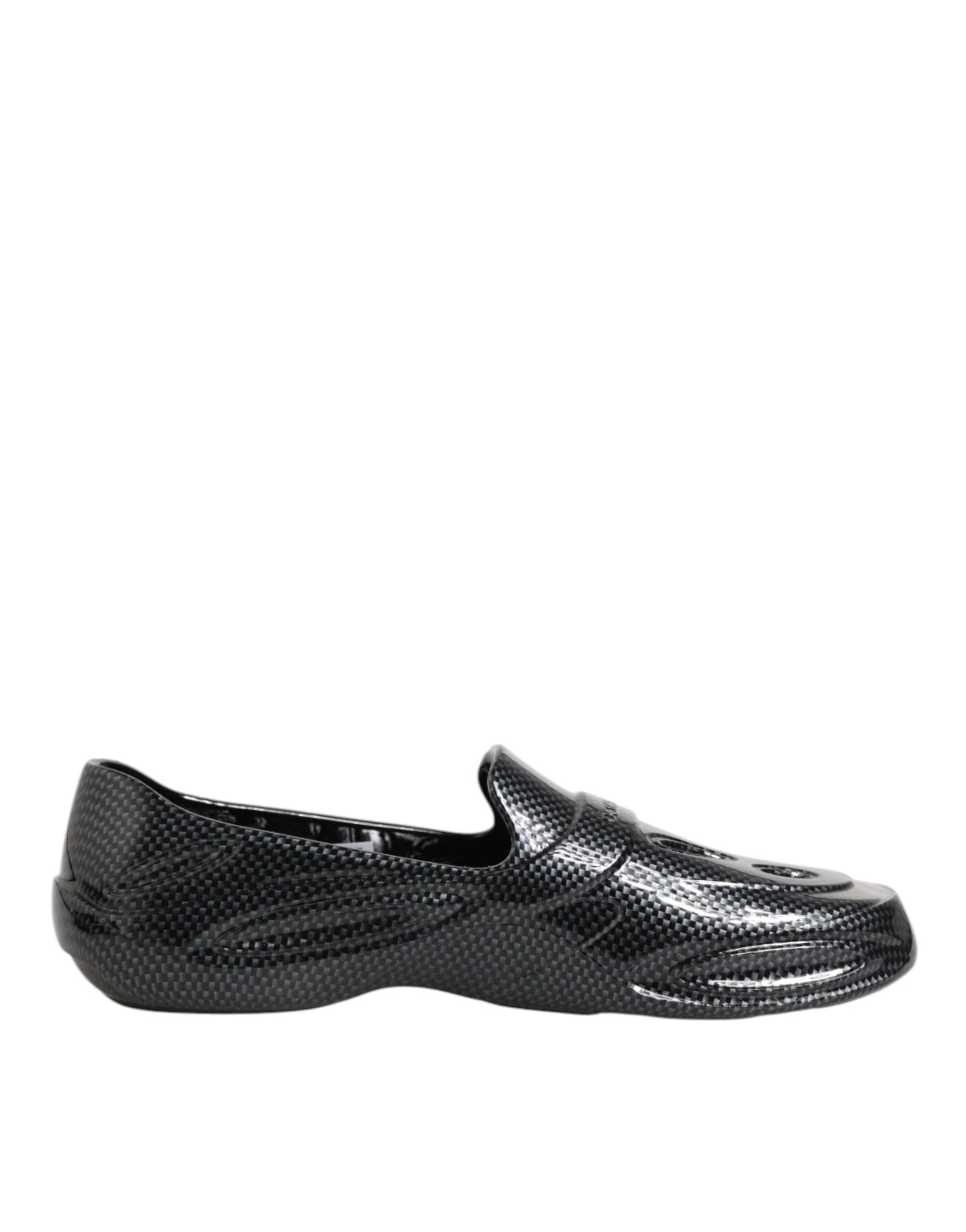 Dolce & Gabbana Black Rubber Slides Low Top Sneakers Shoes by Dolce & Gabbana