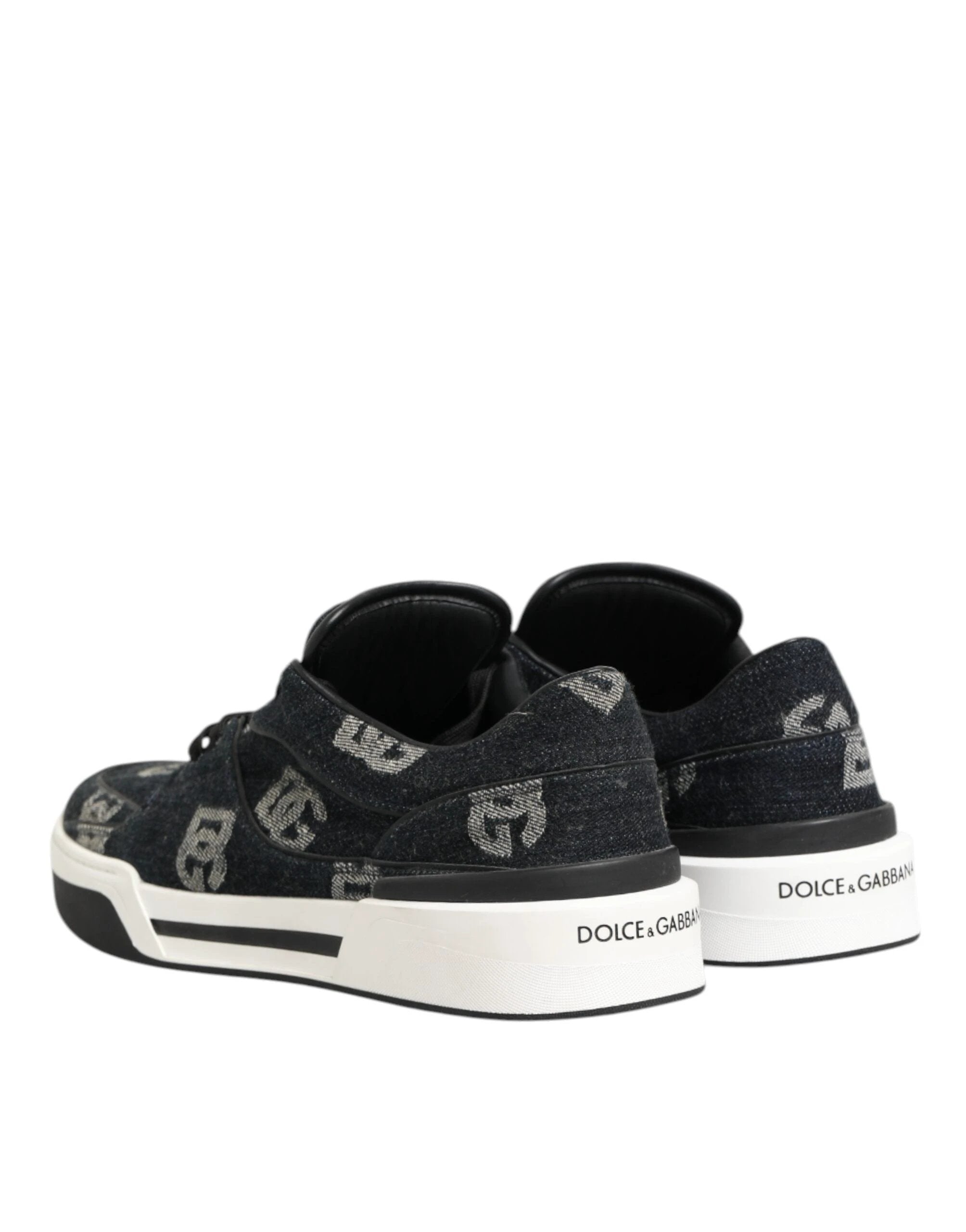 Dolce & Gabbana Blue Cotton Denim Logo Low Top Sneakers Shoes by Dolce & Gabbana