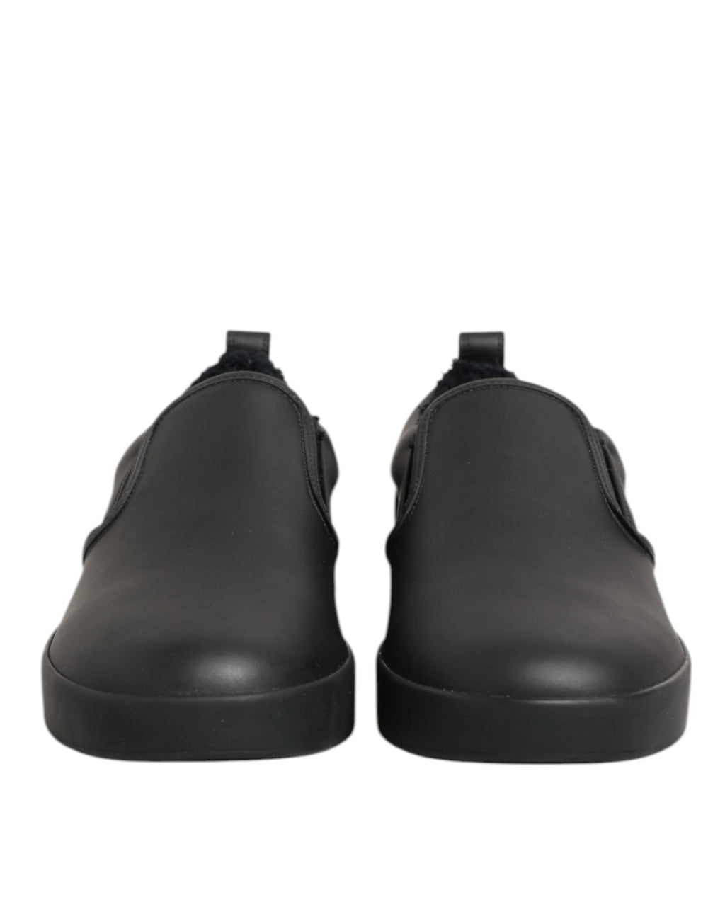 Dolce & Gabbana Black Leather Low Top Slip On Sneakers Shoes by Dolce & Gabbana