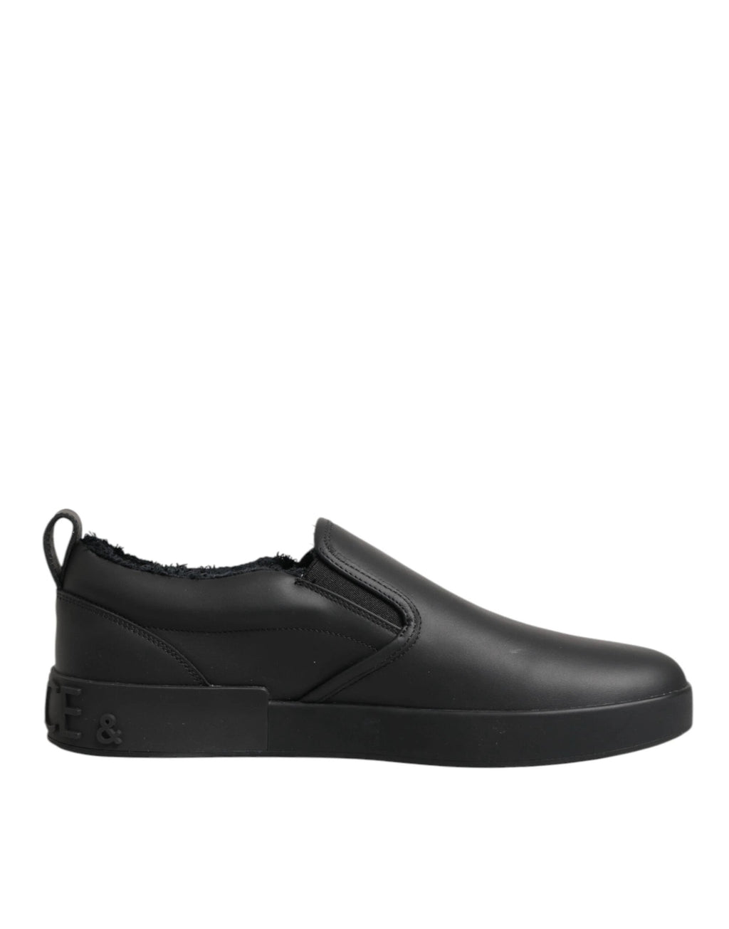 Dolce & Gabbana Black Leather Low Top Slip On Sneakers Shoes by Dolce & Gabbana