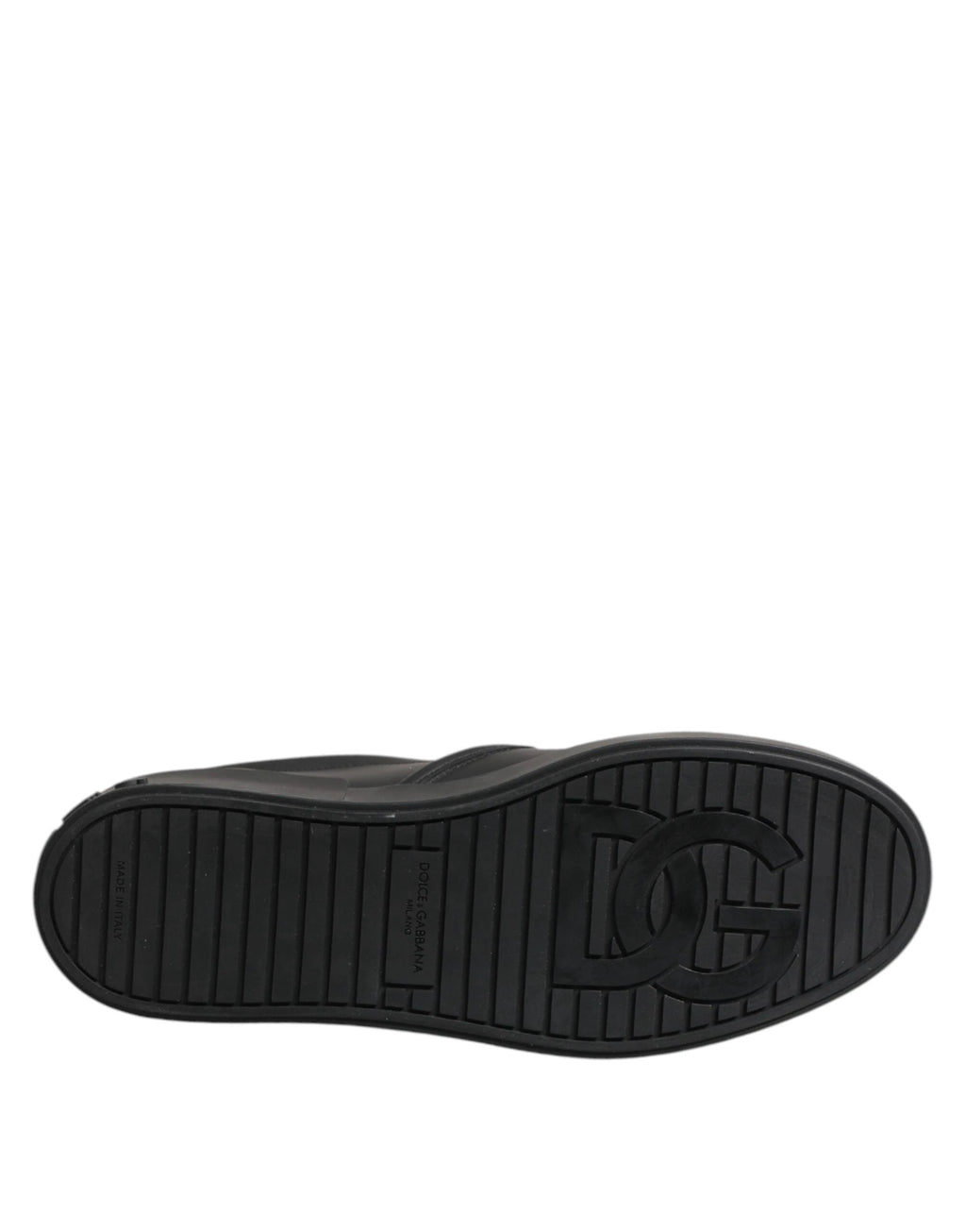 Dolce & Gabbana Black Leather Low Top Slip On Sneakers Shoes by Dolce & Gabbana