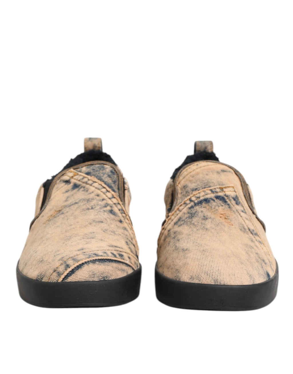 Dolce & Gabbana Beige Cotton Low Top Slip On Sneakers Shoes by Dolce & Gabbana