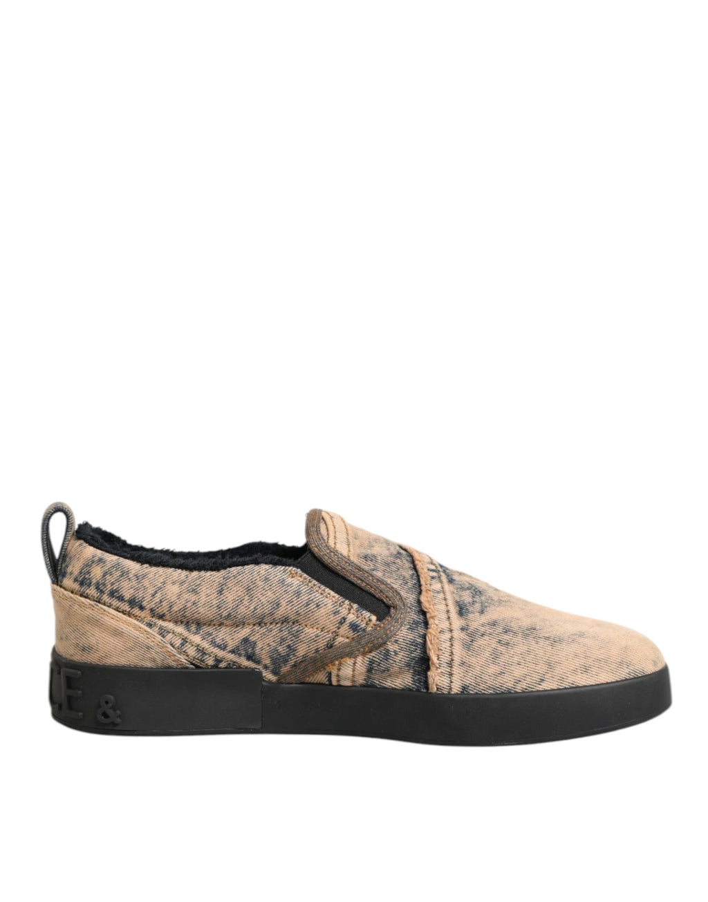 Dolce & Gabbana Beige Cotton Low Top Slip On Sneakers Shoes by Dolce & Gabbana