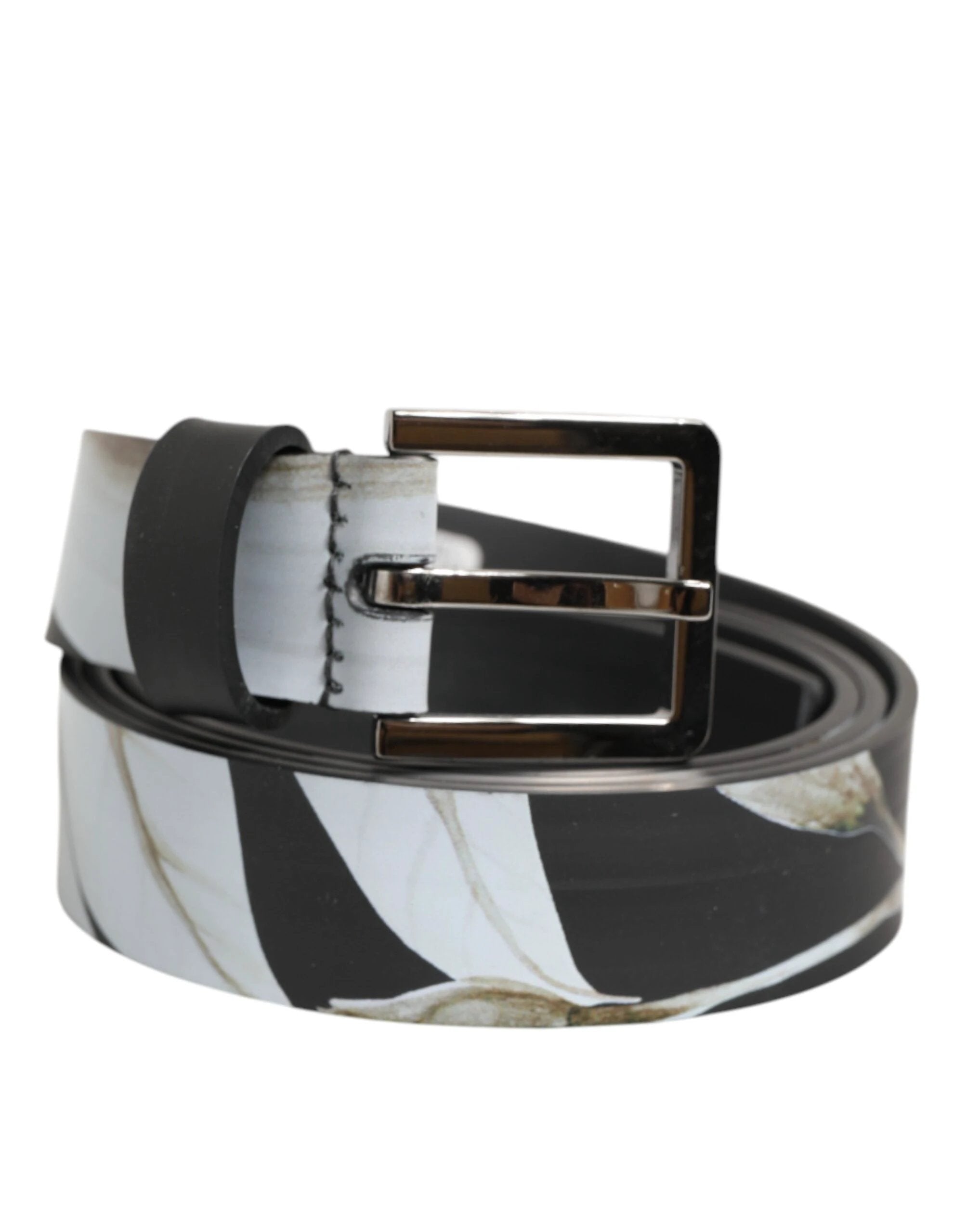 Dolce & Gabbana Multicolor PVC Floral Silver Buckle Men Belt by Dolce & Gabbana