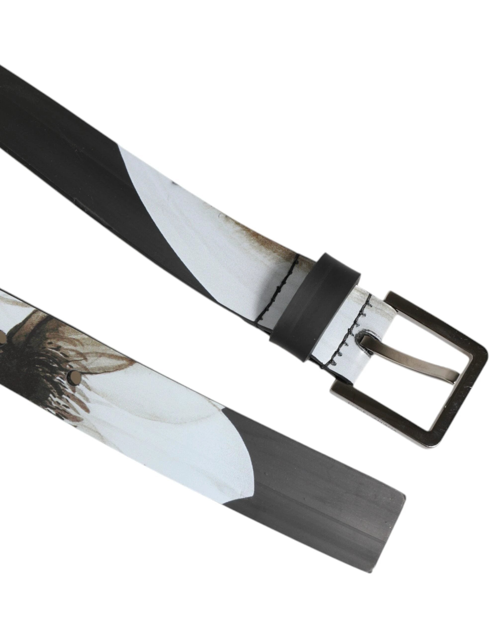 Dolce & Gabbana Multicolor PVC Floral Silver Buckle Men Belt by Dolce & Gabbana