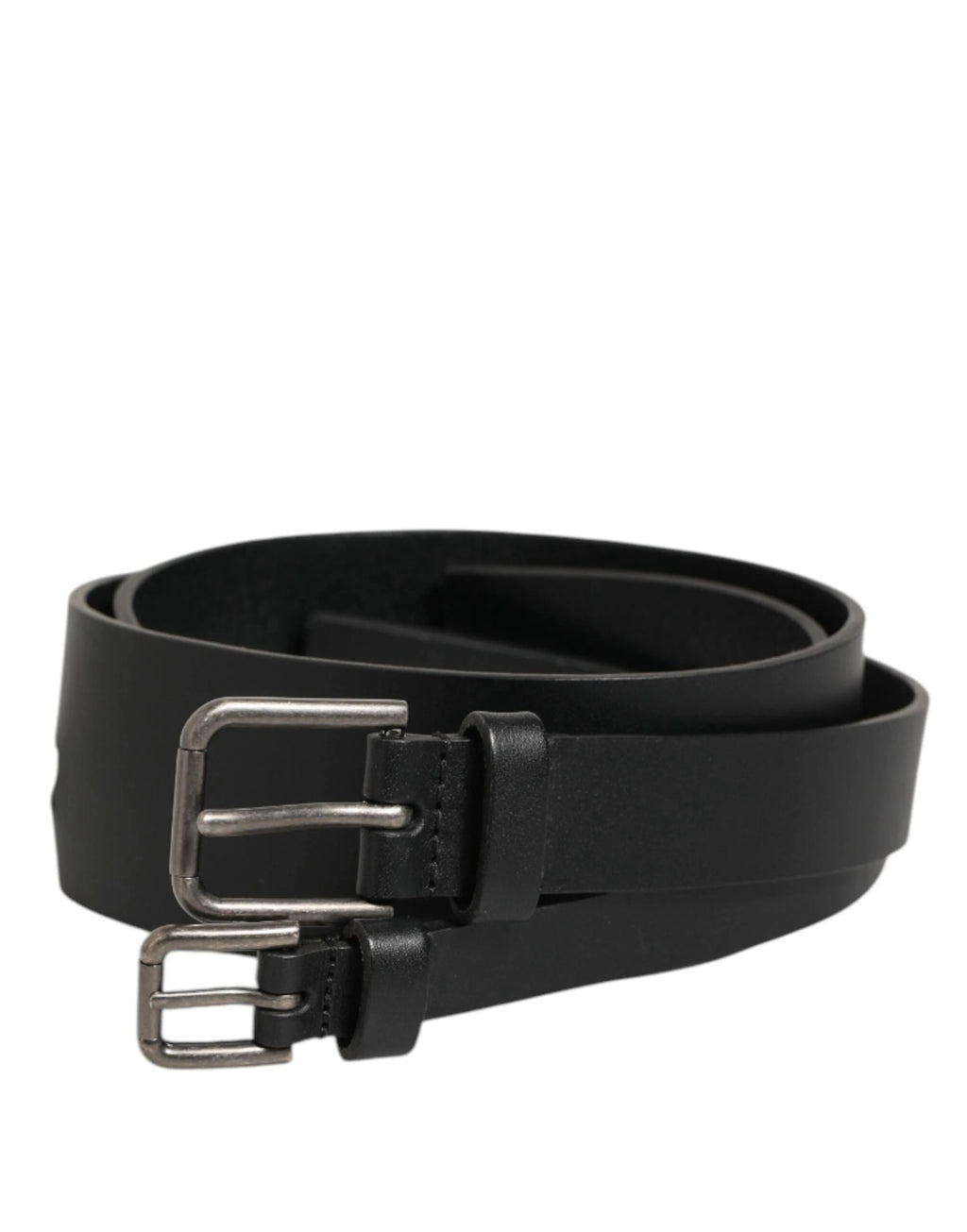 Dolce & Gabbana Black Double Strap Leather Buckle Men Belt by Dolce & Gabbana