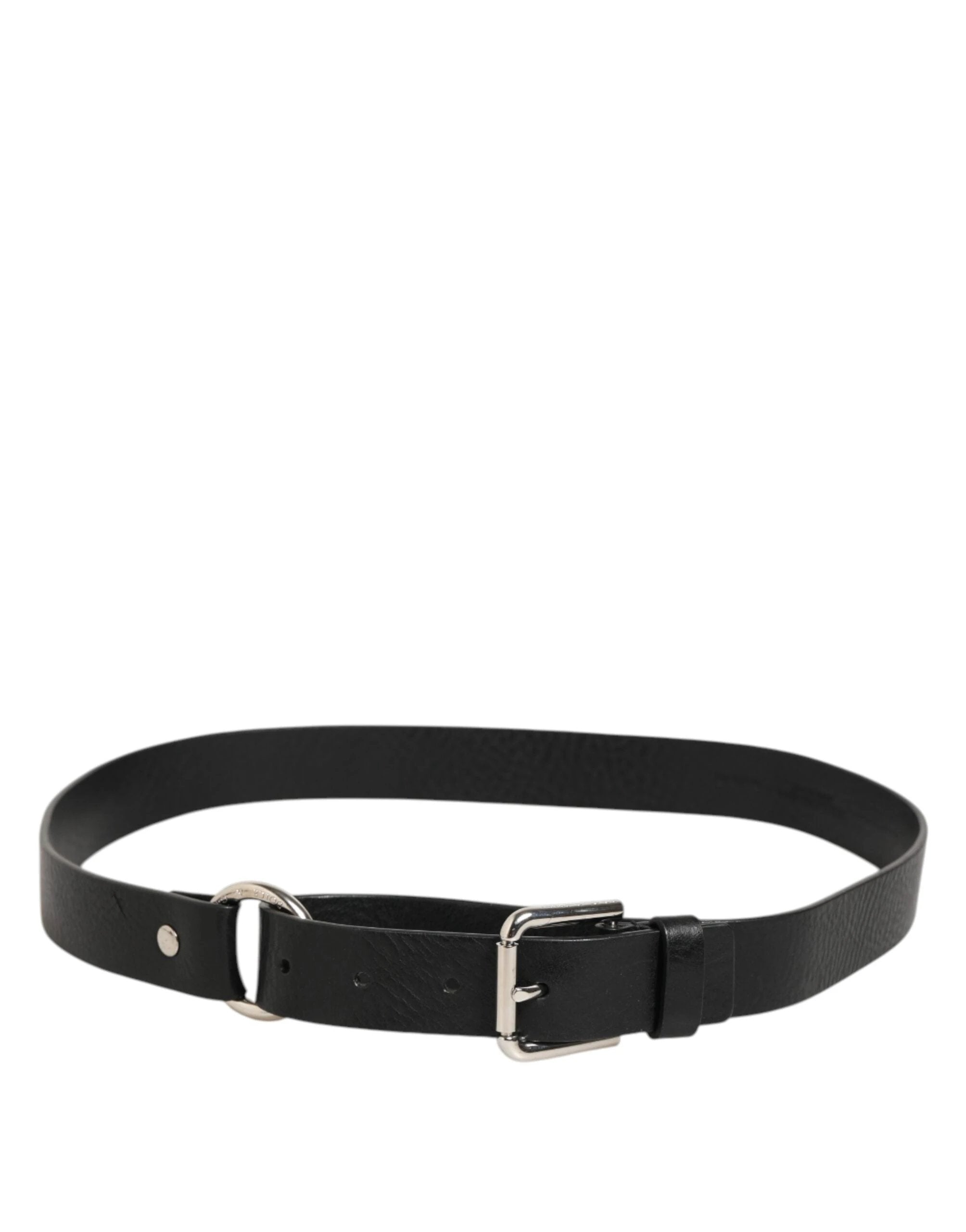 Dolce & Gabbana Black Leather Classic Metal Logo Buckle Belt by Dolce & Gabbana